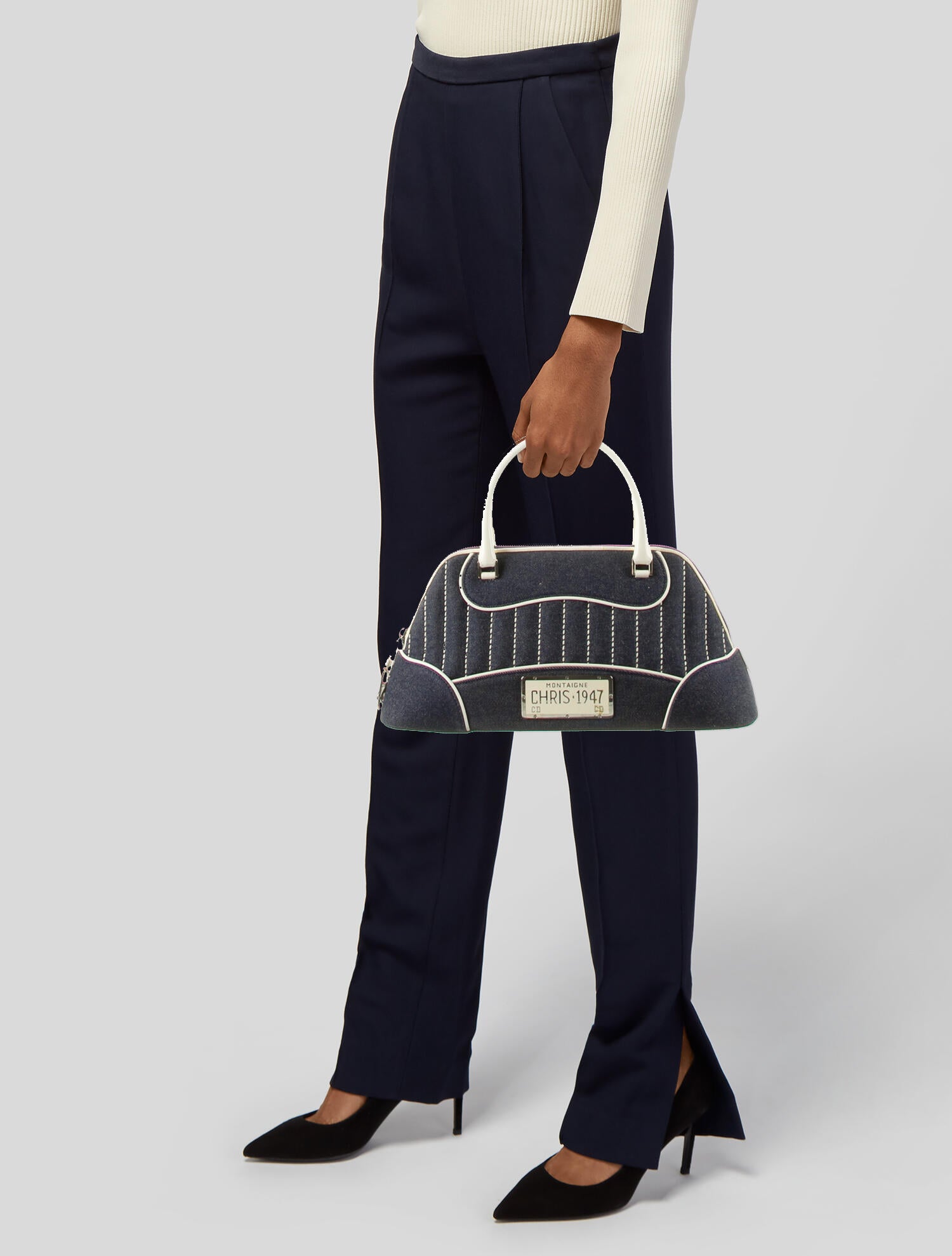 Christian Dior Denim Montaigne Chris 1947 Bag - Blue Handle Bags