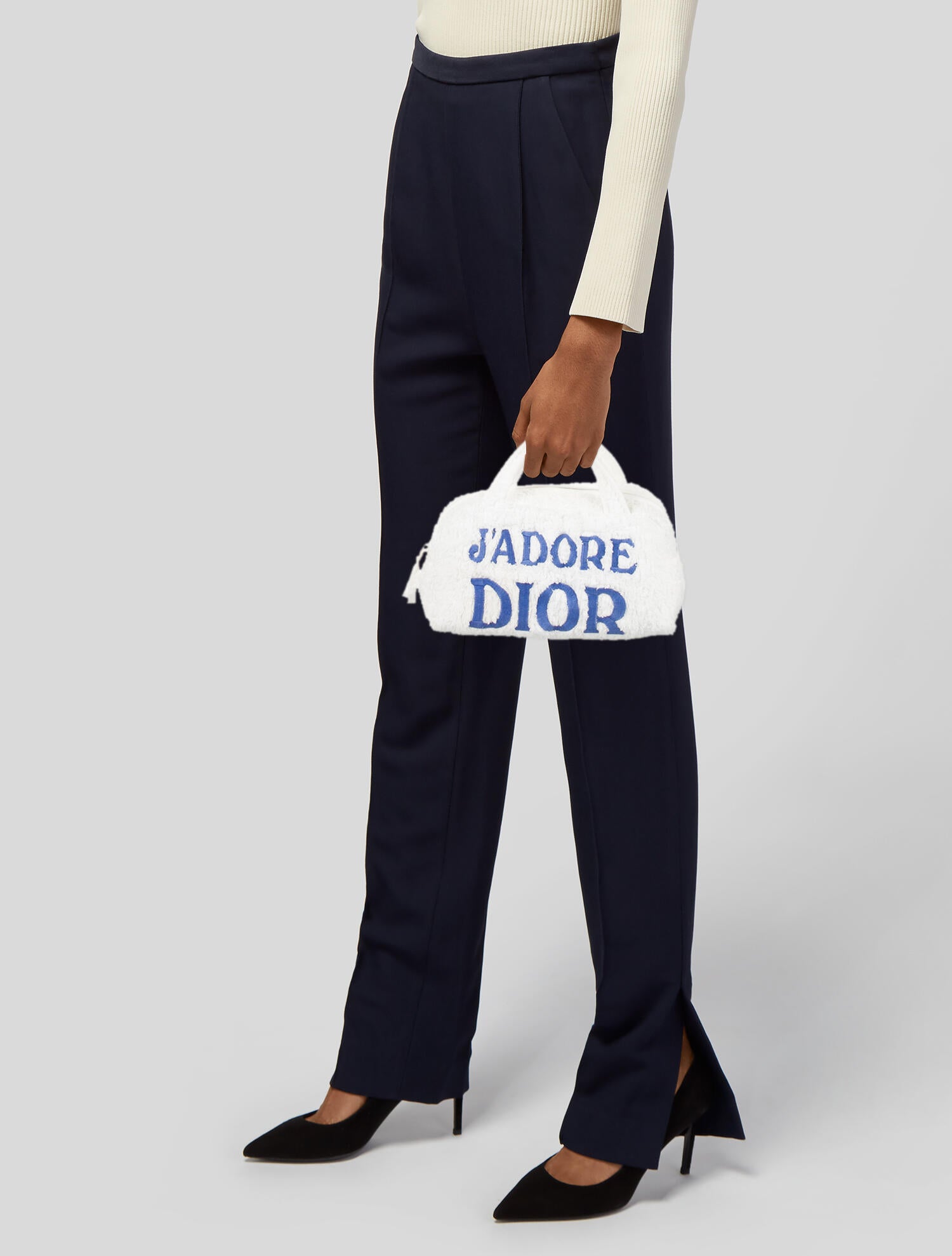 Christian Dior J'Adore Terry Cloth Mini Bowler Bag - White Mini