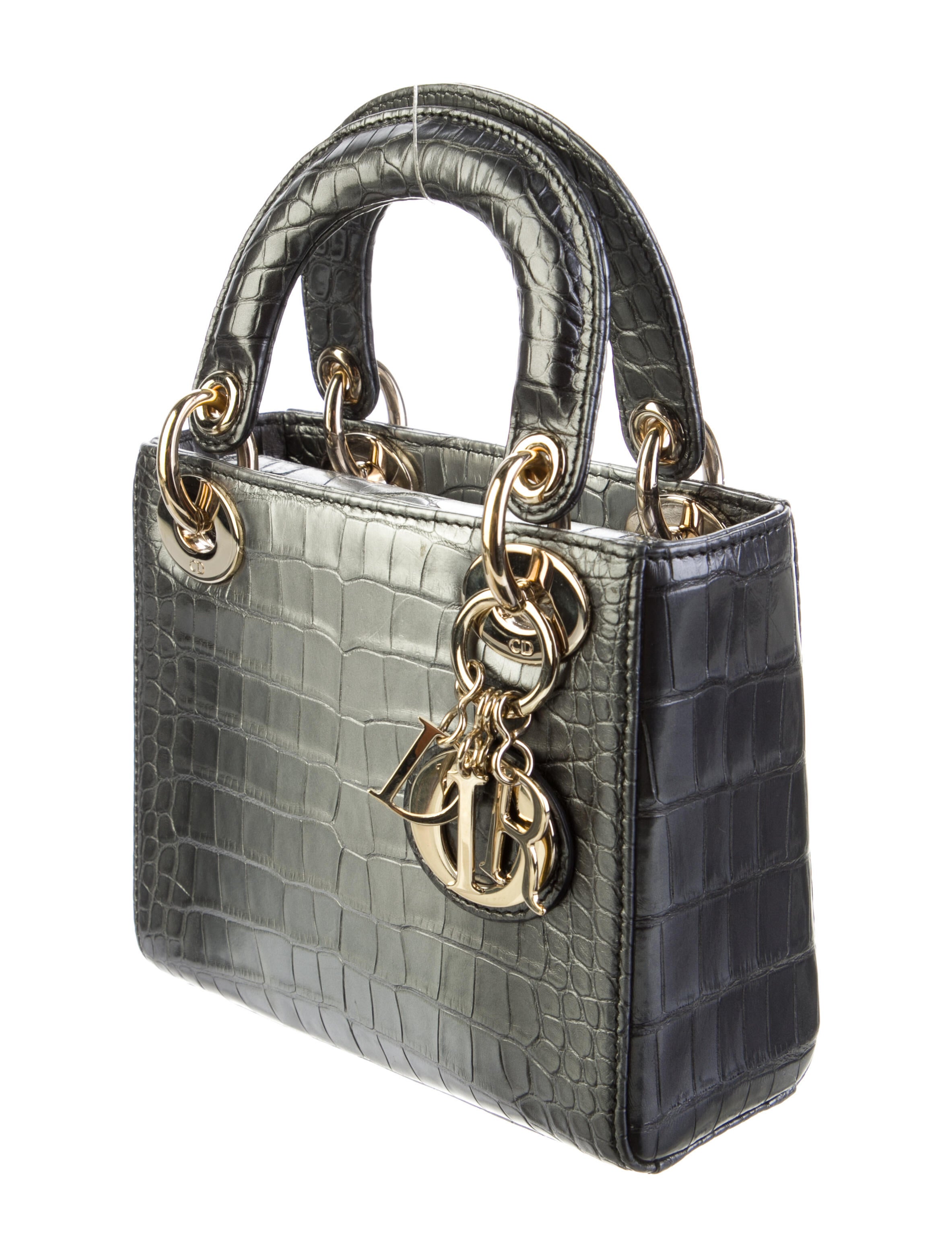 Christian Dior Alligator Mini Lady Dior Silver Mini Bags, Handbags