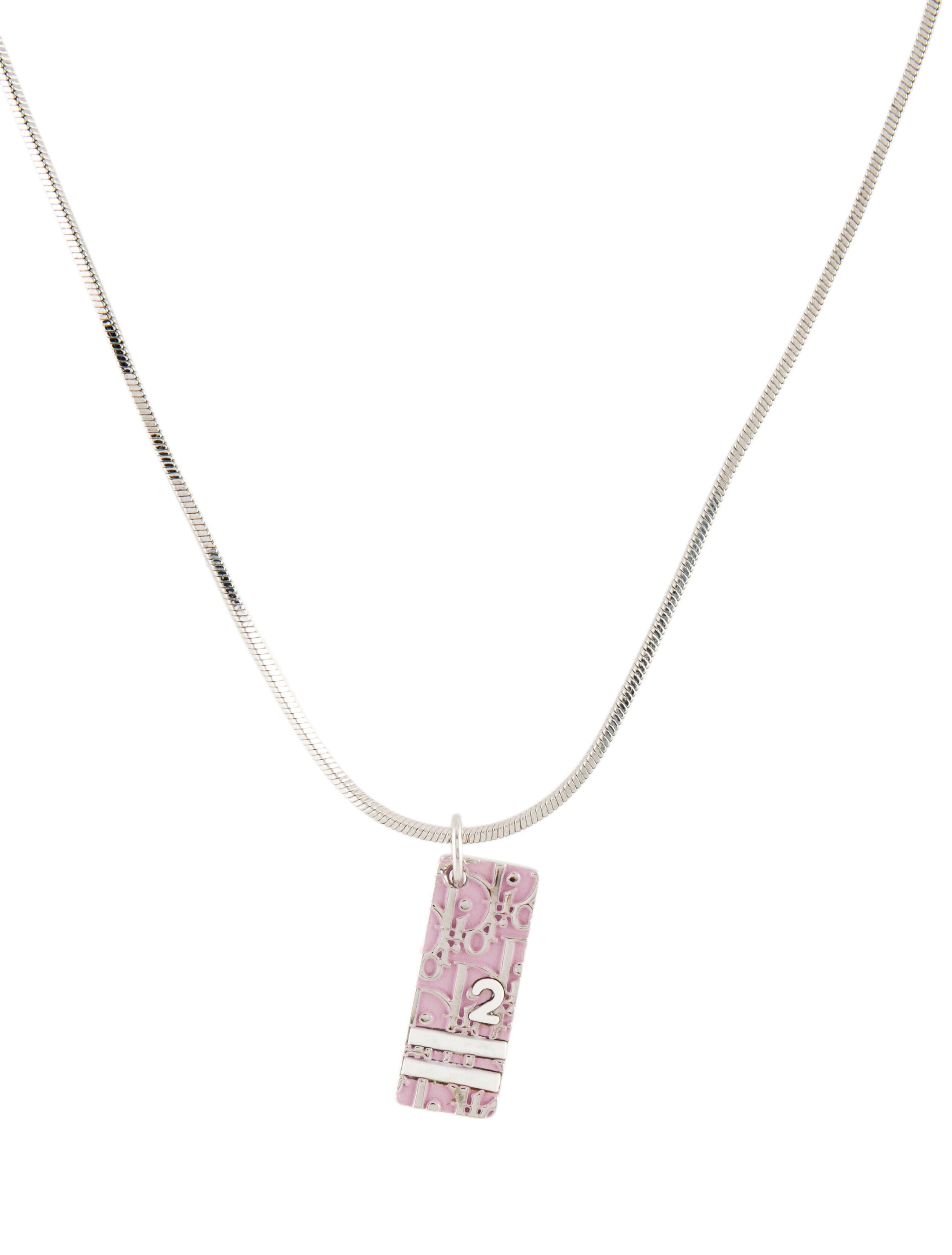 Christian Dior Enamel Number 2 Pendant Necklace Pink, Palladium