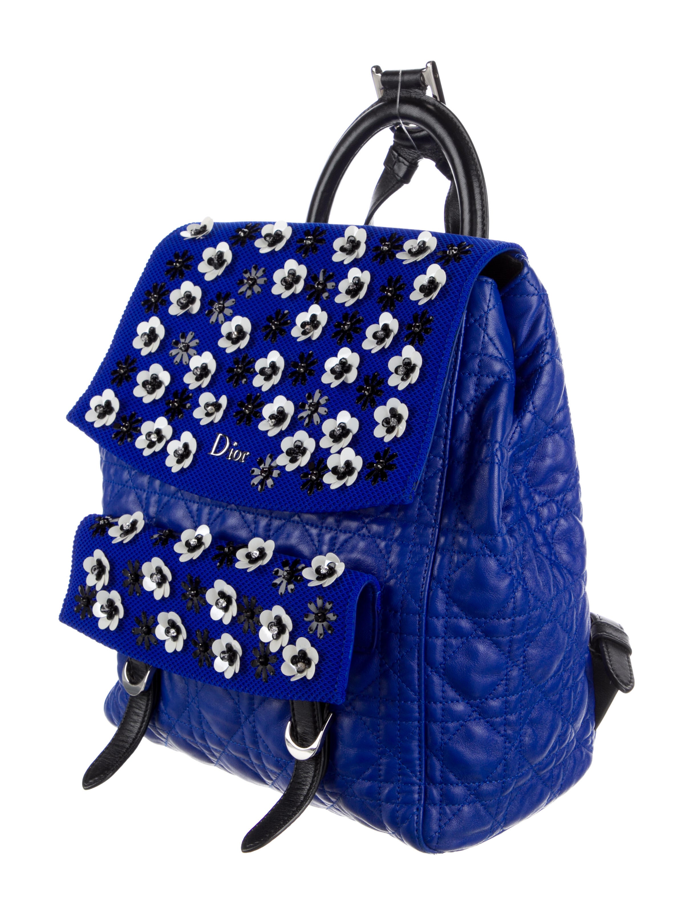 Christian Dior Cannage Embroidered Stardust Backpack Black Backpacks