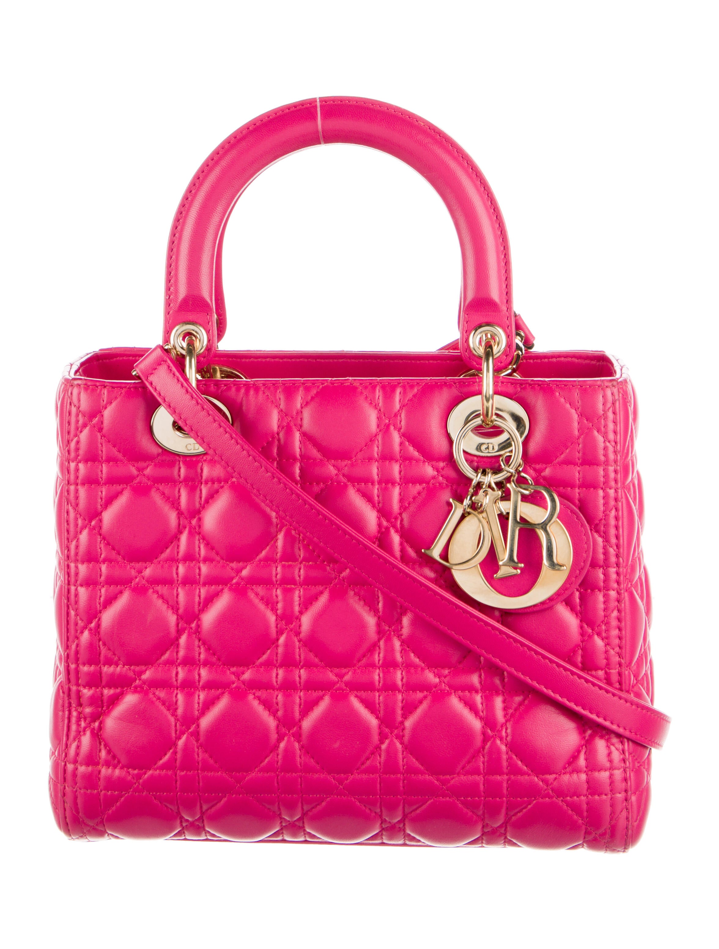 Christian Dior Medium Metallic Python Lady Dior Bag Pink Handle Bags, Handbags CHR66065