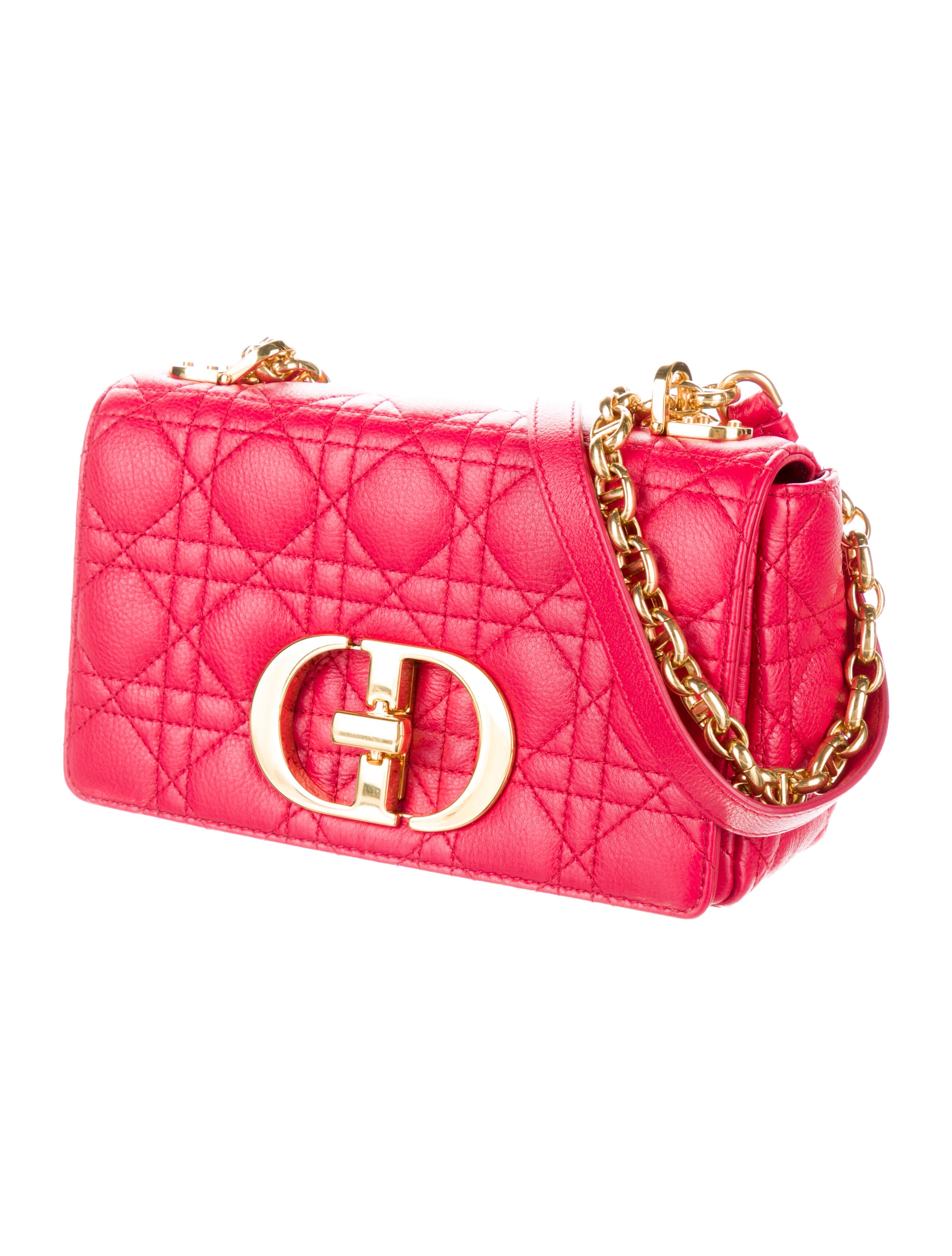 Christian Dior 2021 Small Cannage Caro Bag Red Shoulder Bags