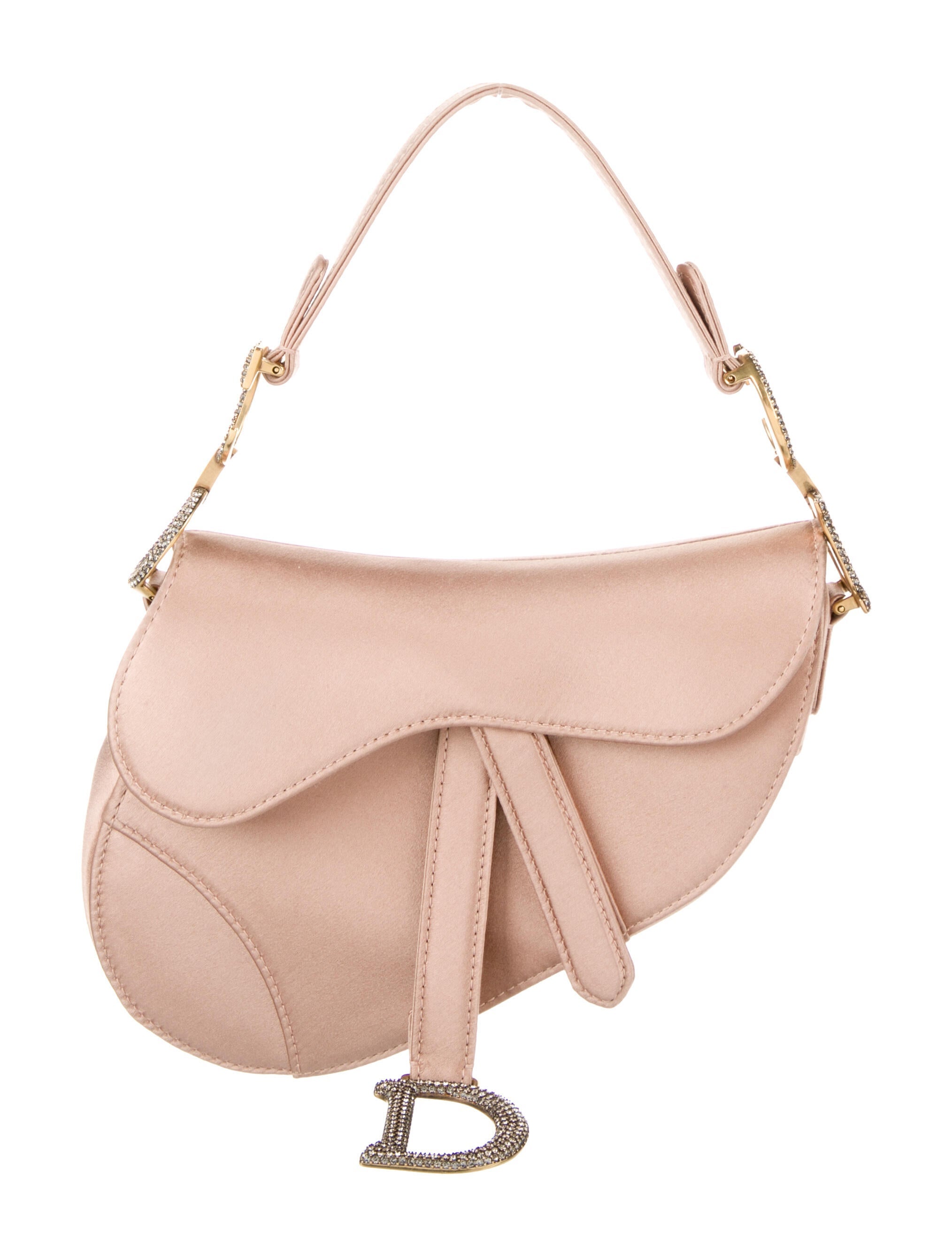 Christian Dior Mini Satin Saddle Bag Pink Shoulder Bags, Handbags CHR245159 The RealReal