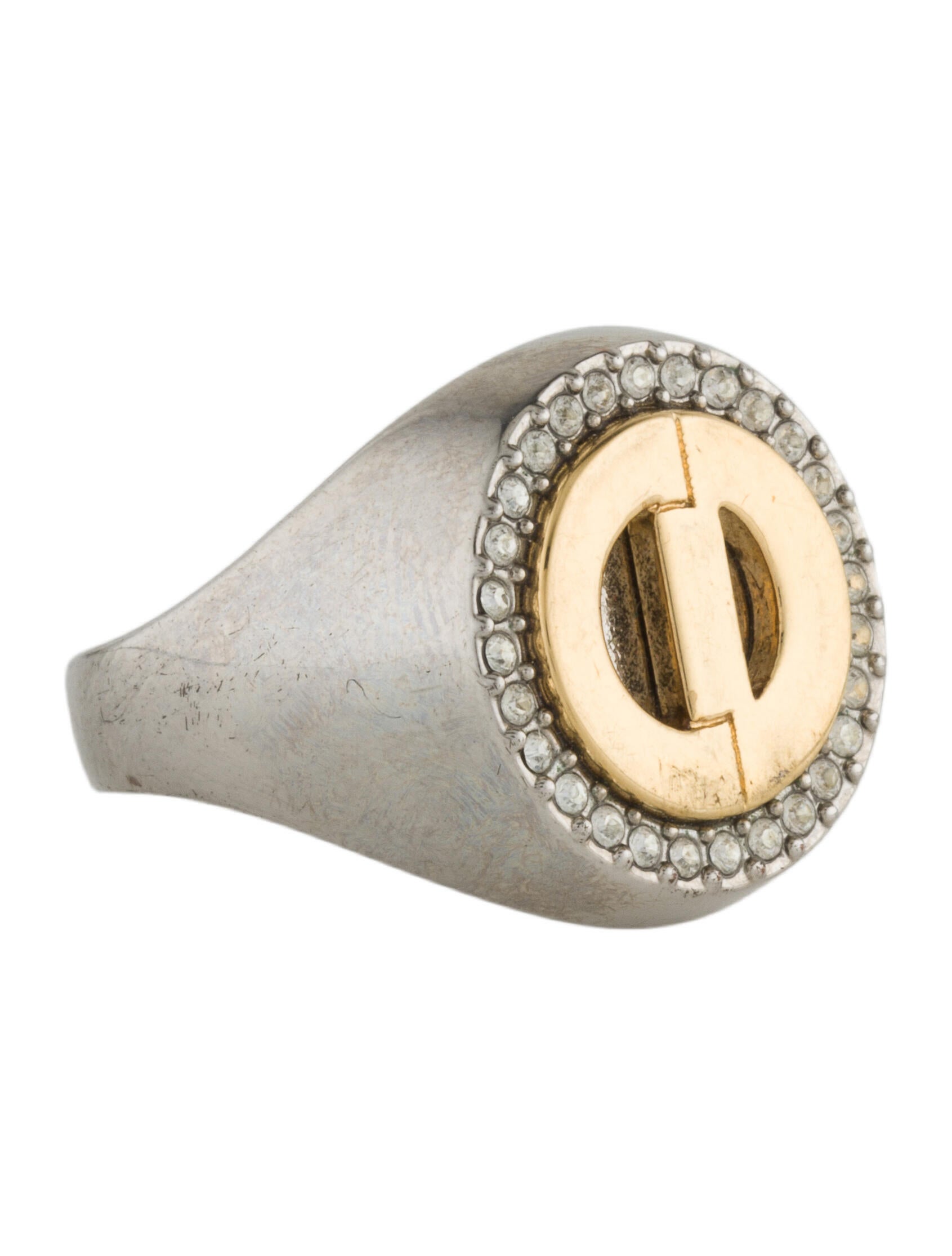 Christian Dior Crystal Ring PalladiumPlated Ring