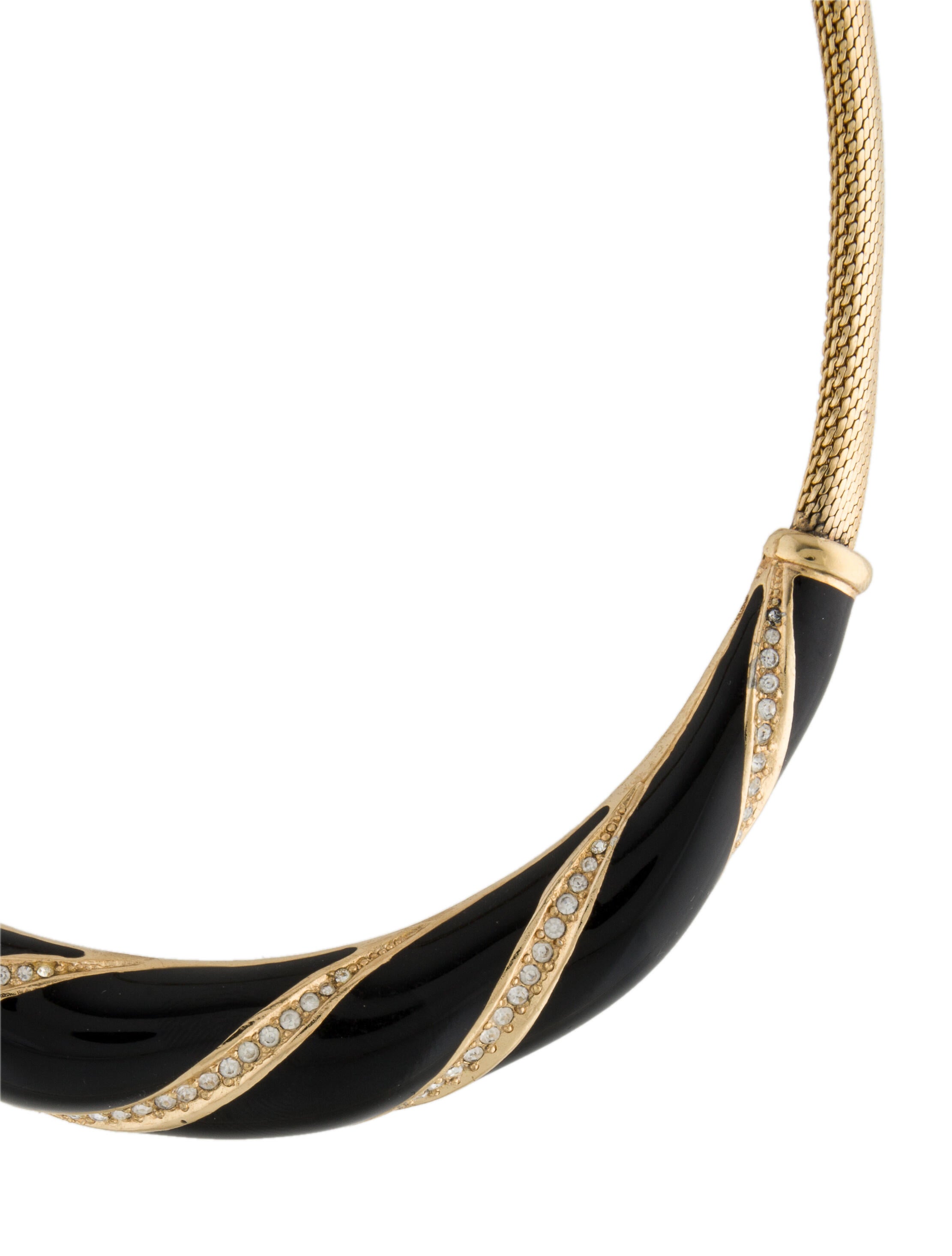Christian Dior Vintage Crystal & Enamel Choker Necklace GoldPlated