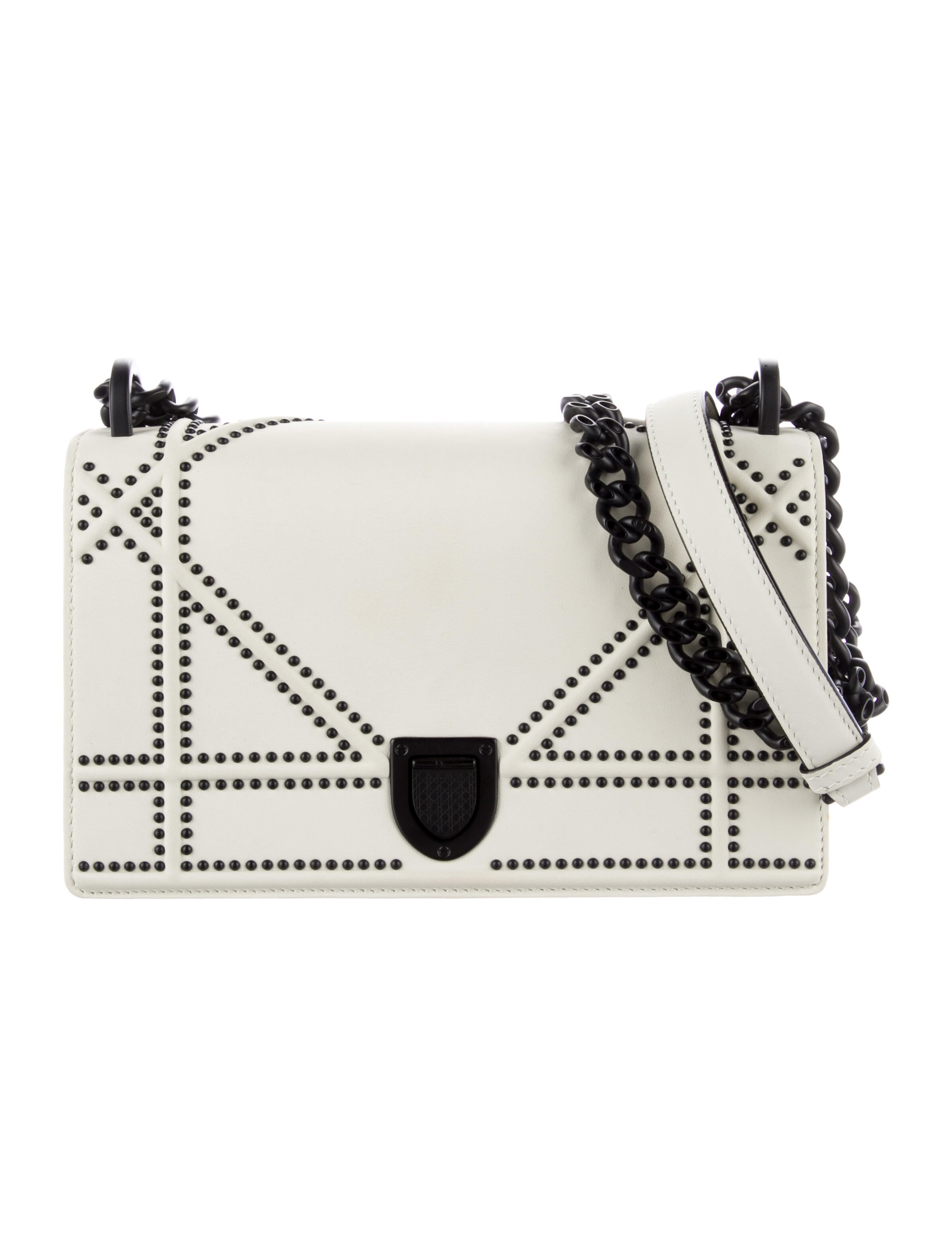 Christian Dior Medium Studded Diorama Flap Bag White Crossbody Bags