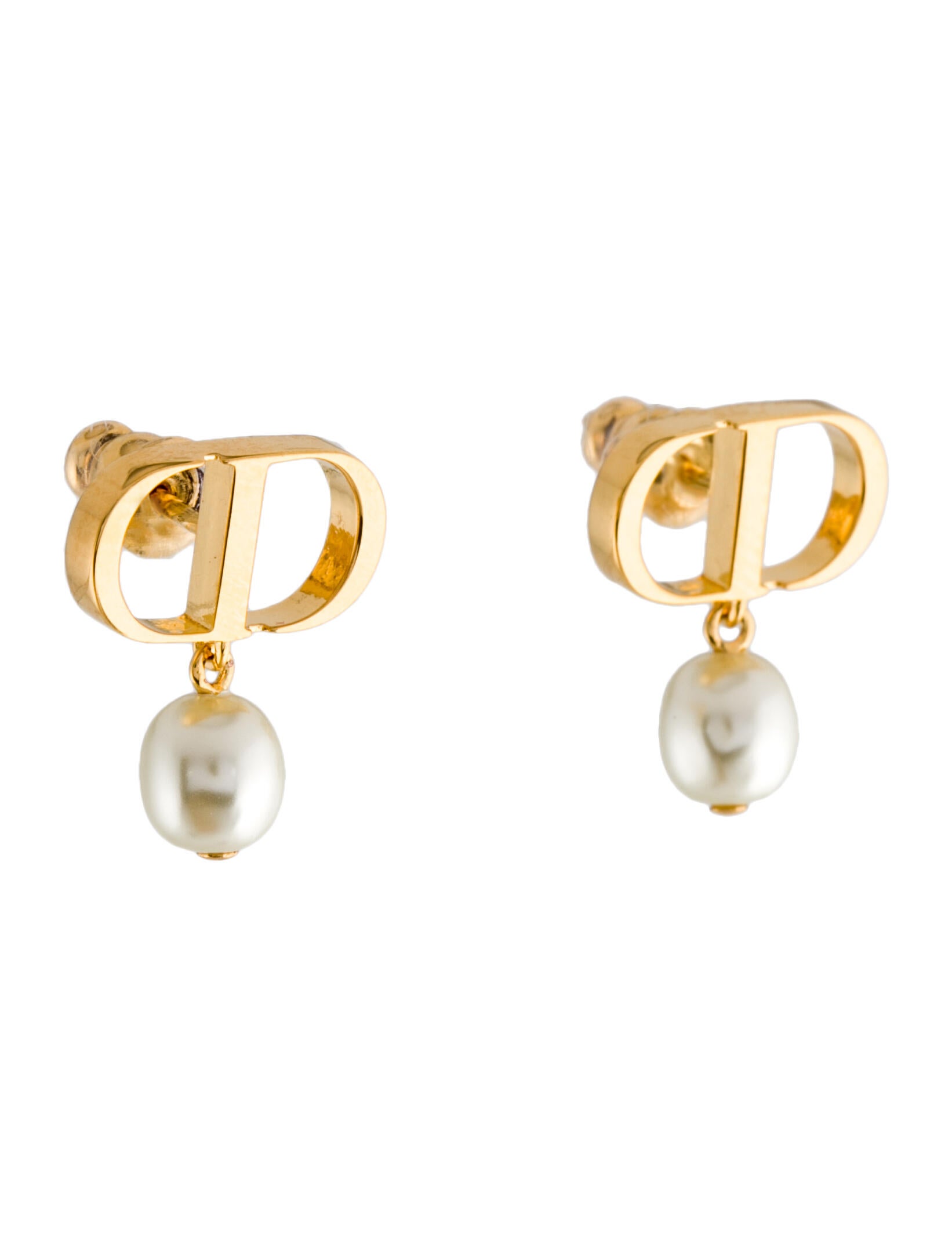 Christian Dior Faux Pearl Petit CD Earrings - Stud, Earrings
