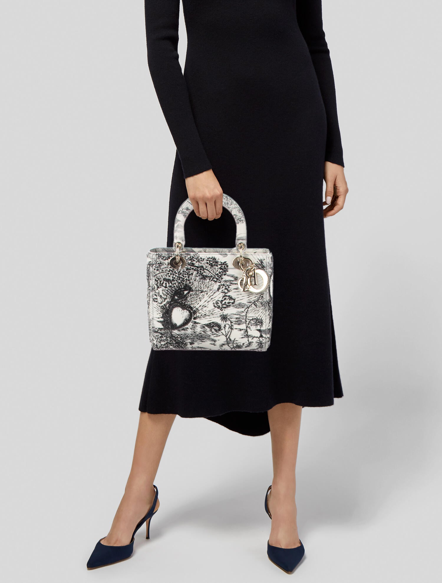 Christian Dior 2020 Beaded Medium Lady Dior Bag - Black Handle