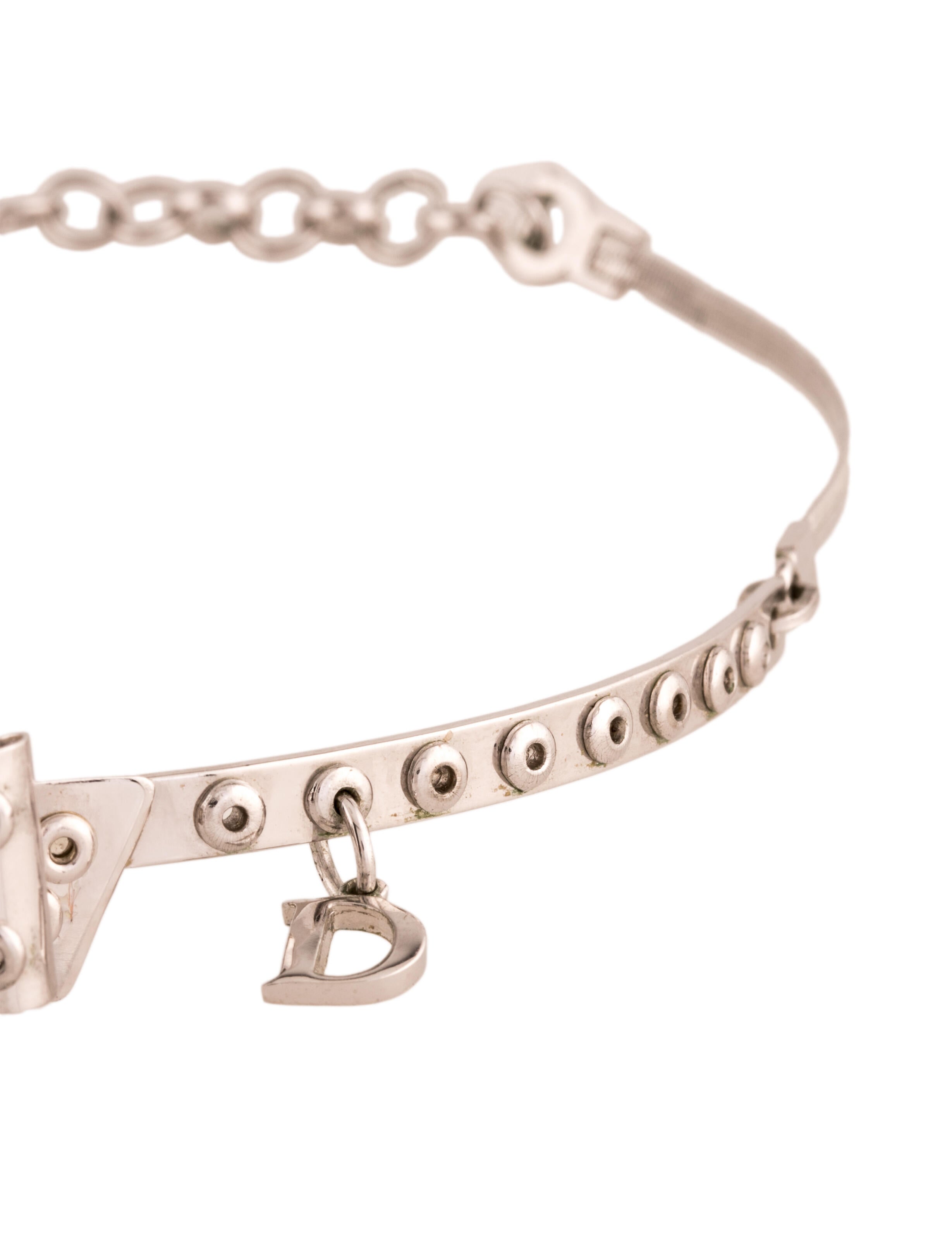 Christian Dior Grommet Bow Choker Necklace PalladiumPlated Choker