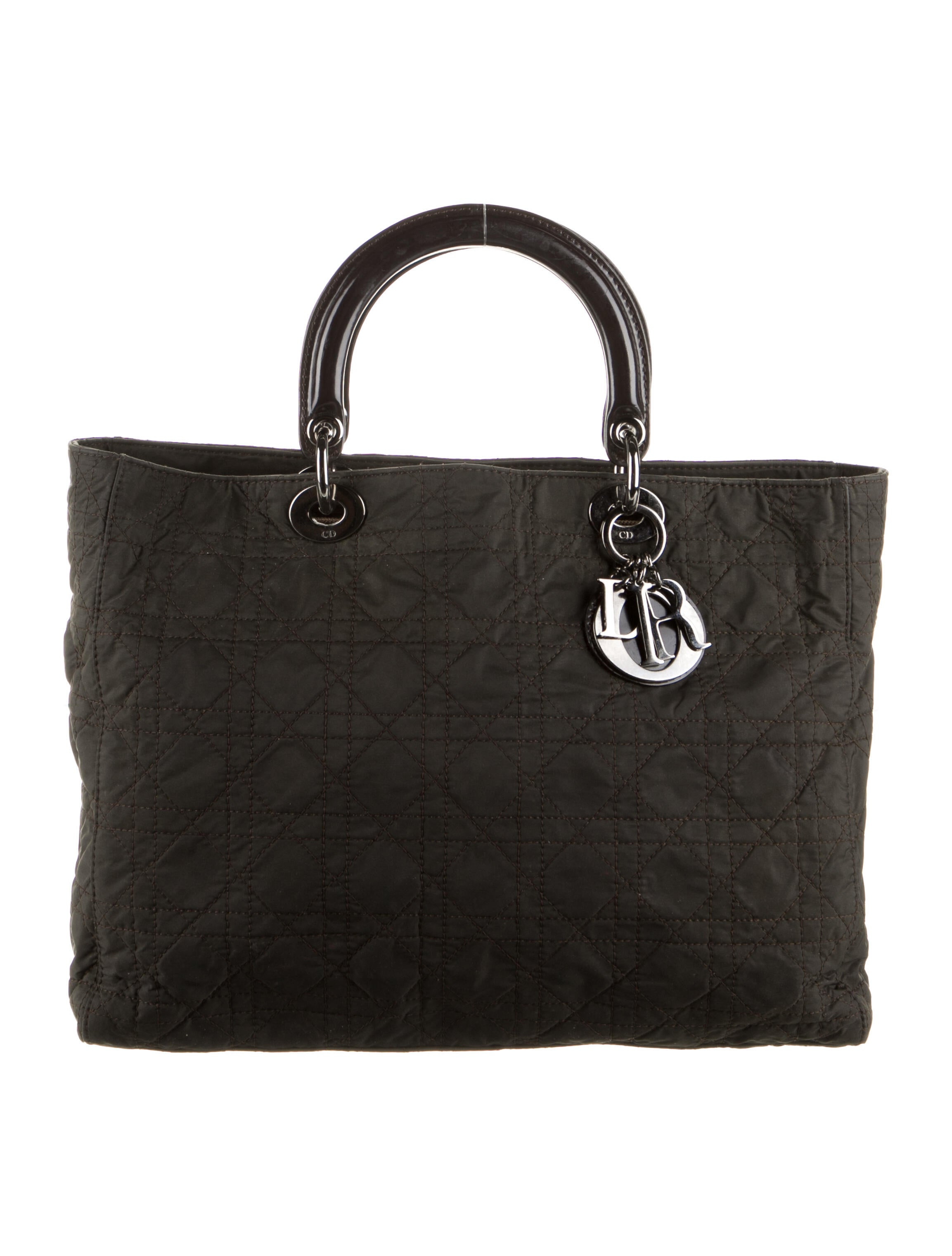 Christian Dior Vintage Medium Lady Dior Bag Brown Handle Bags