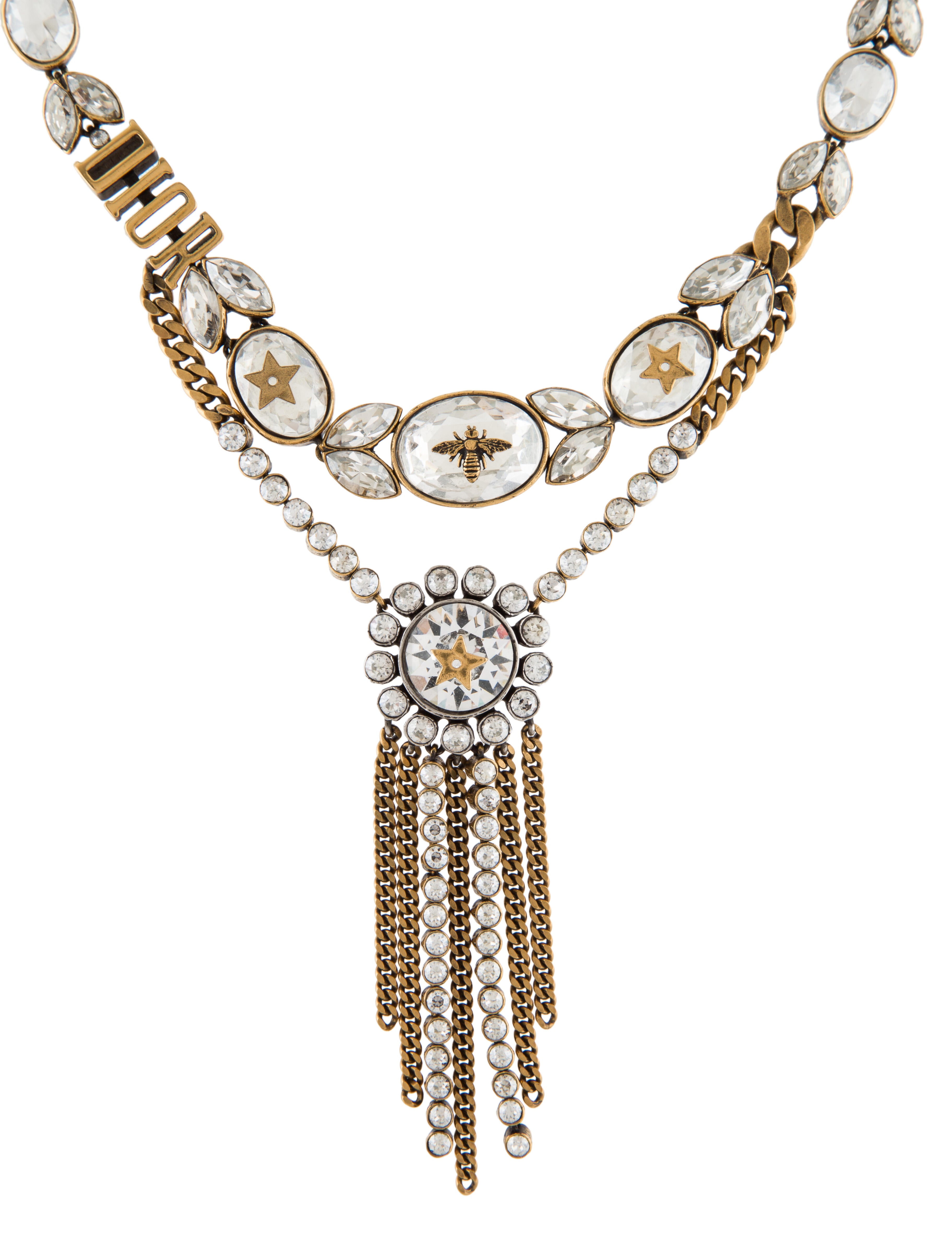 Christian Dior Vintage DIOR Crystal Collar Necklace GoldPlated