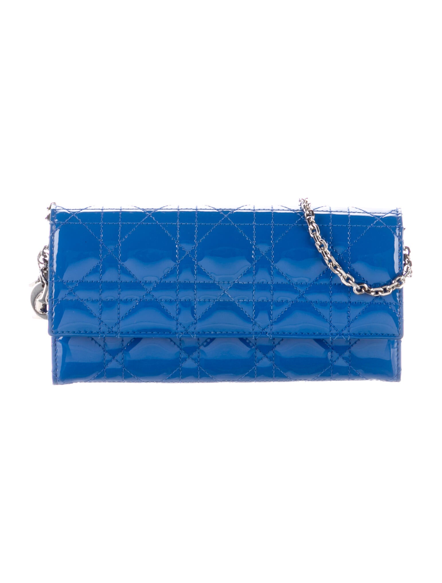 Christian Dior Vintage Checkbook Cover Bifold Wallet Blue Wallets