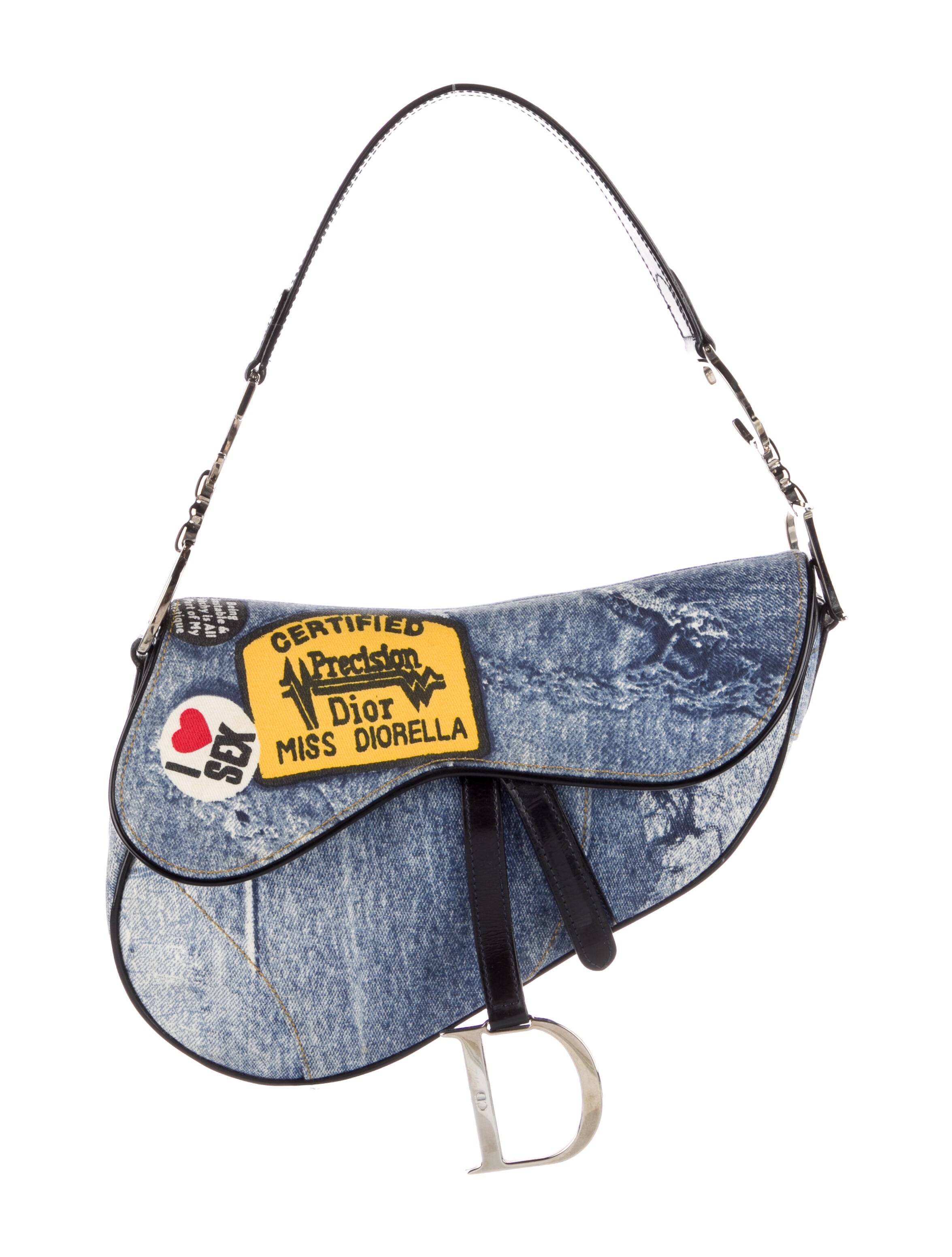 Christian Dior Vintage Denim Saddle Bag Blue Shoulder Bags, Handbags
