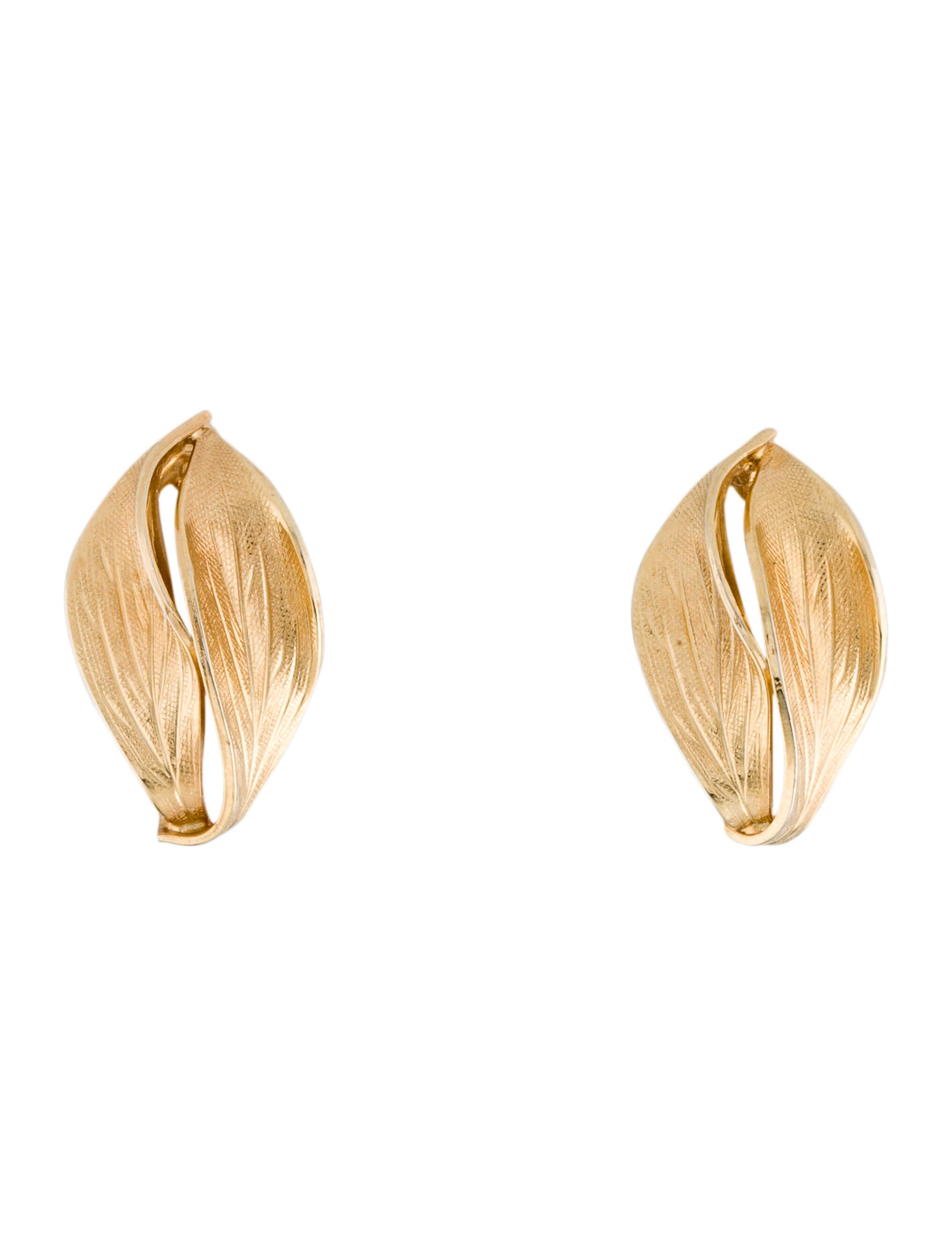 Christian Dior Vintage Leaf ClipOn Earrings GoldPlated ClipOn