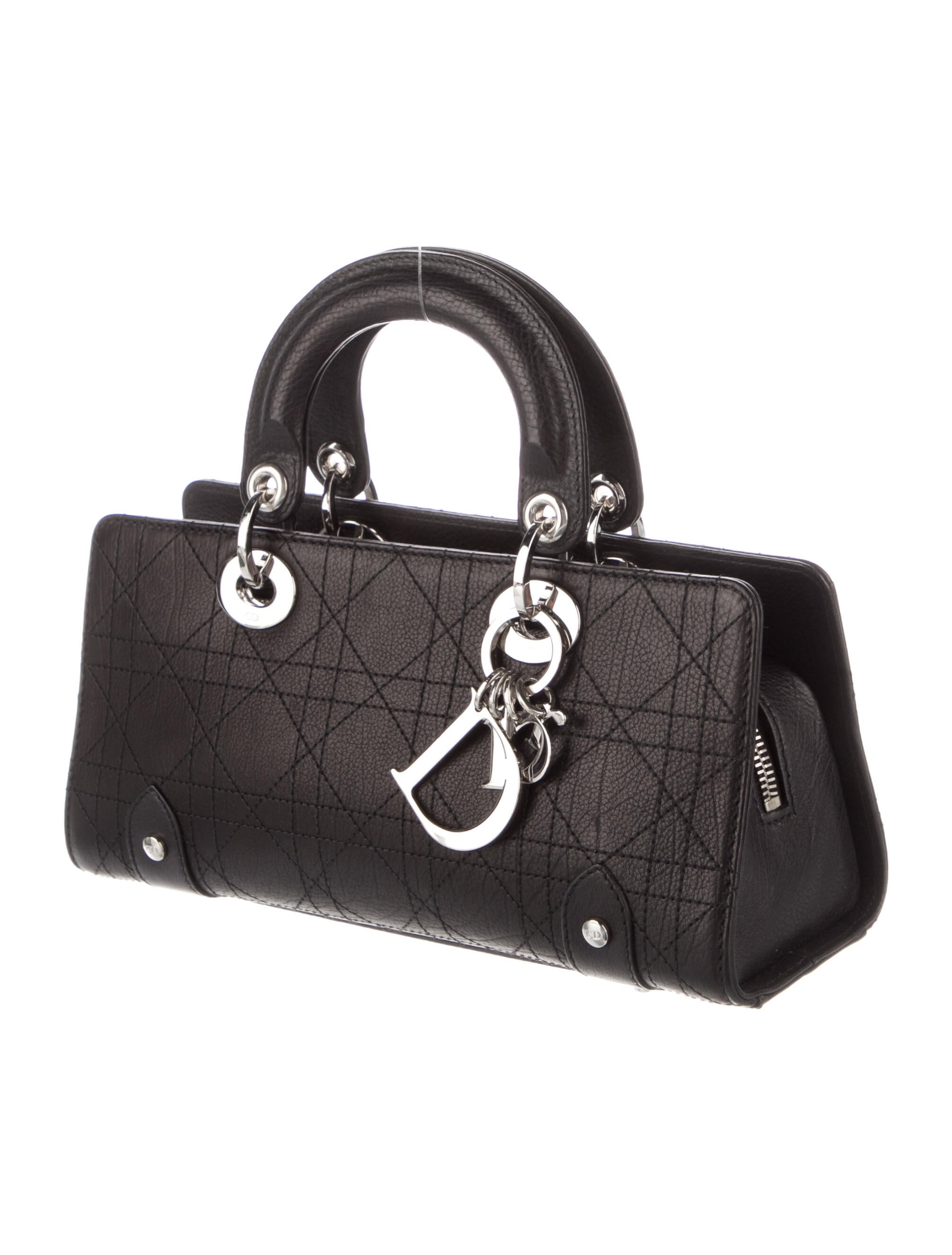 Christian Dior Vintage East West Lady Dior Bag Black Handle Bags