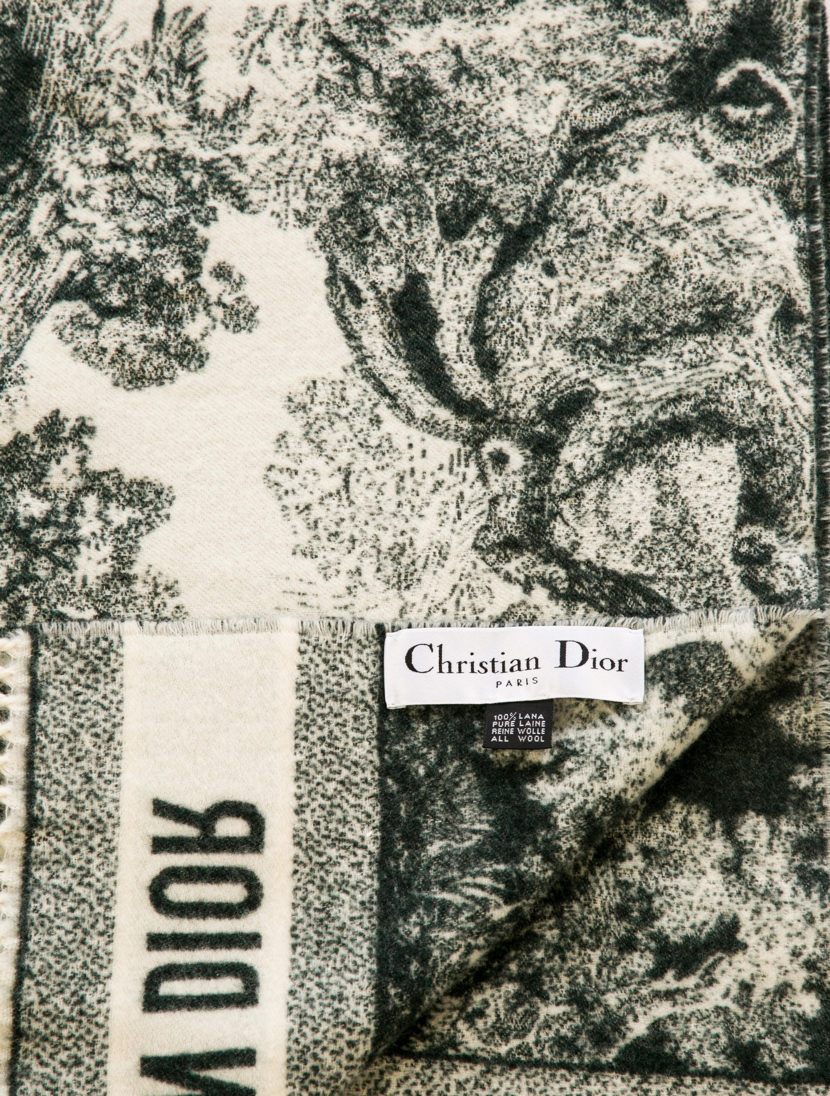 Christian Dior Toile de Jouy Throw Blanket Green Throws, Pillows