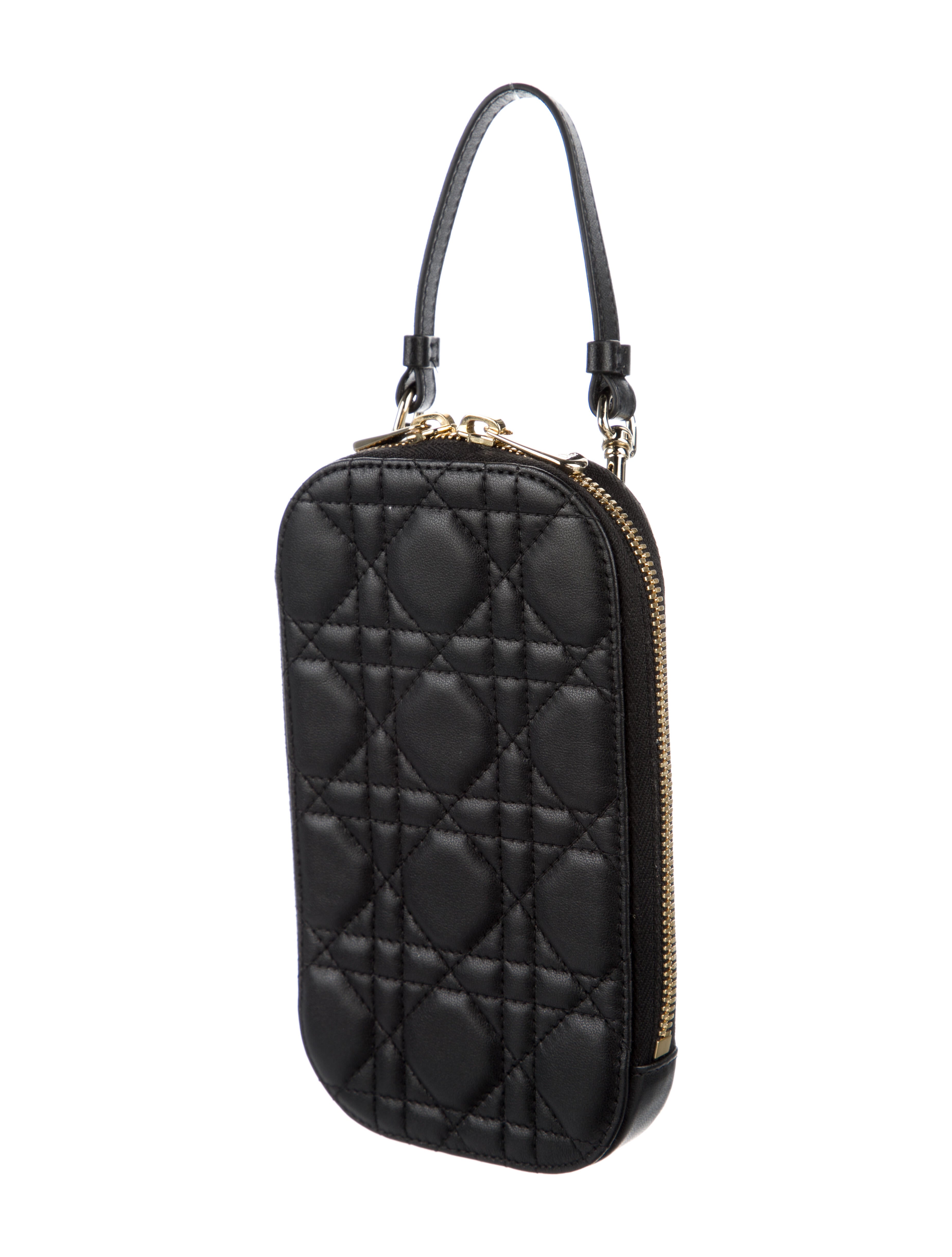 Christian Dior 2021 Cannage Lady Dior Phone Holder Bag Black Mini