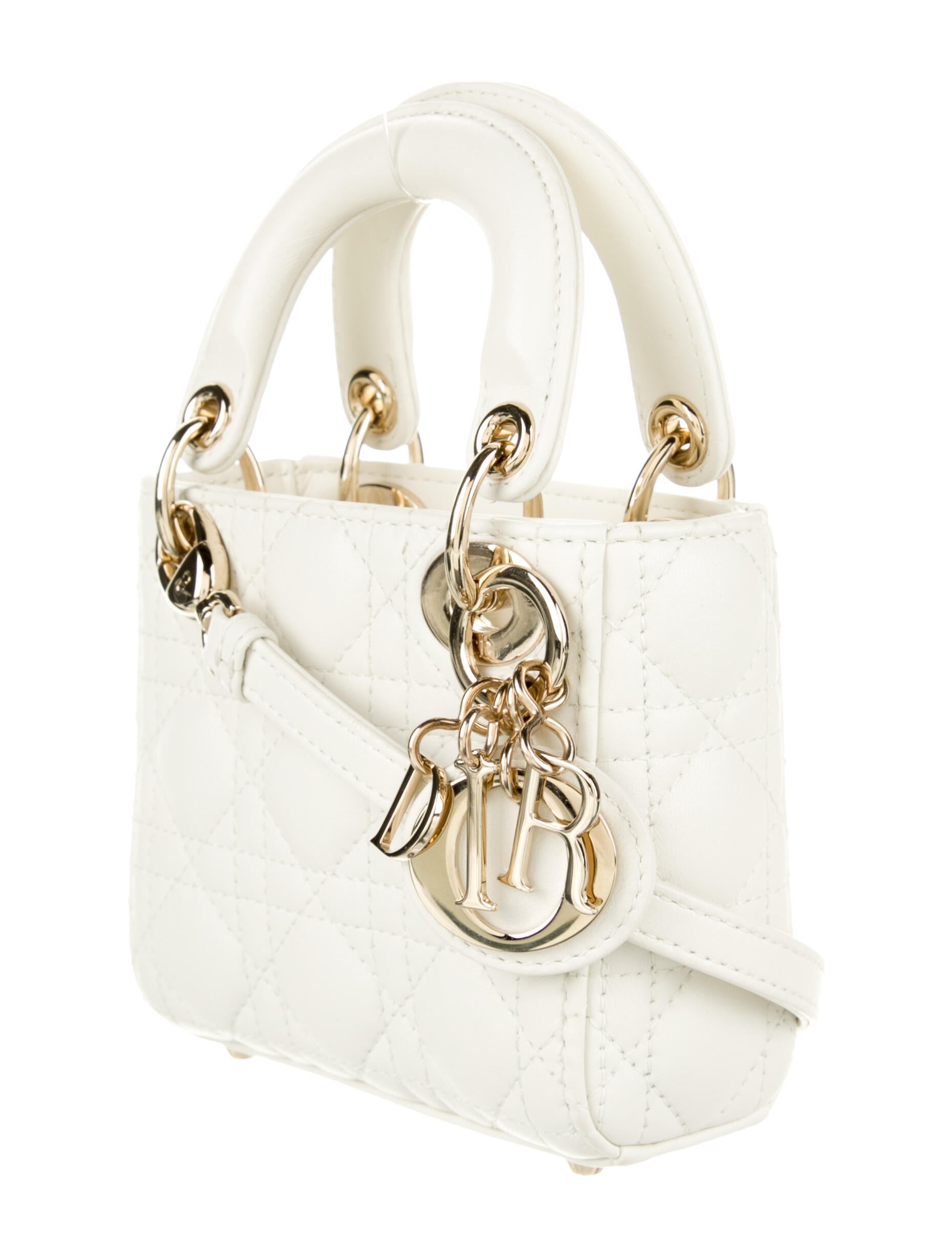 Christian Dior Micro Lady Dior w/ Strap - White Mini Bags