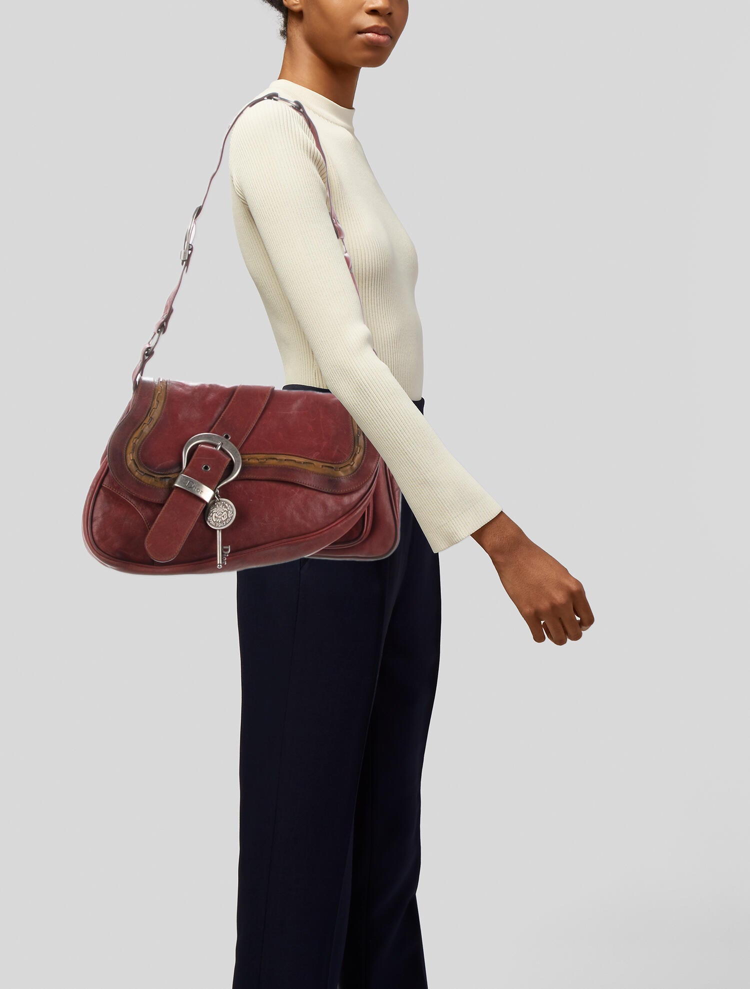 Christian Dior Vintage Gaucho Double Saddle Bag Red Shoulder Bags, Handbags CHR263094 The