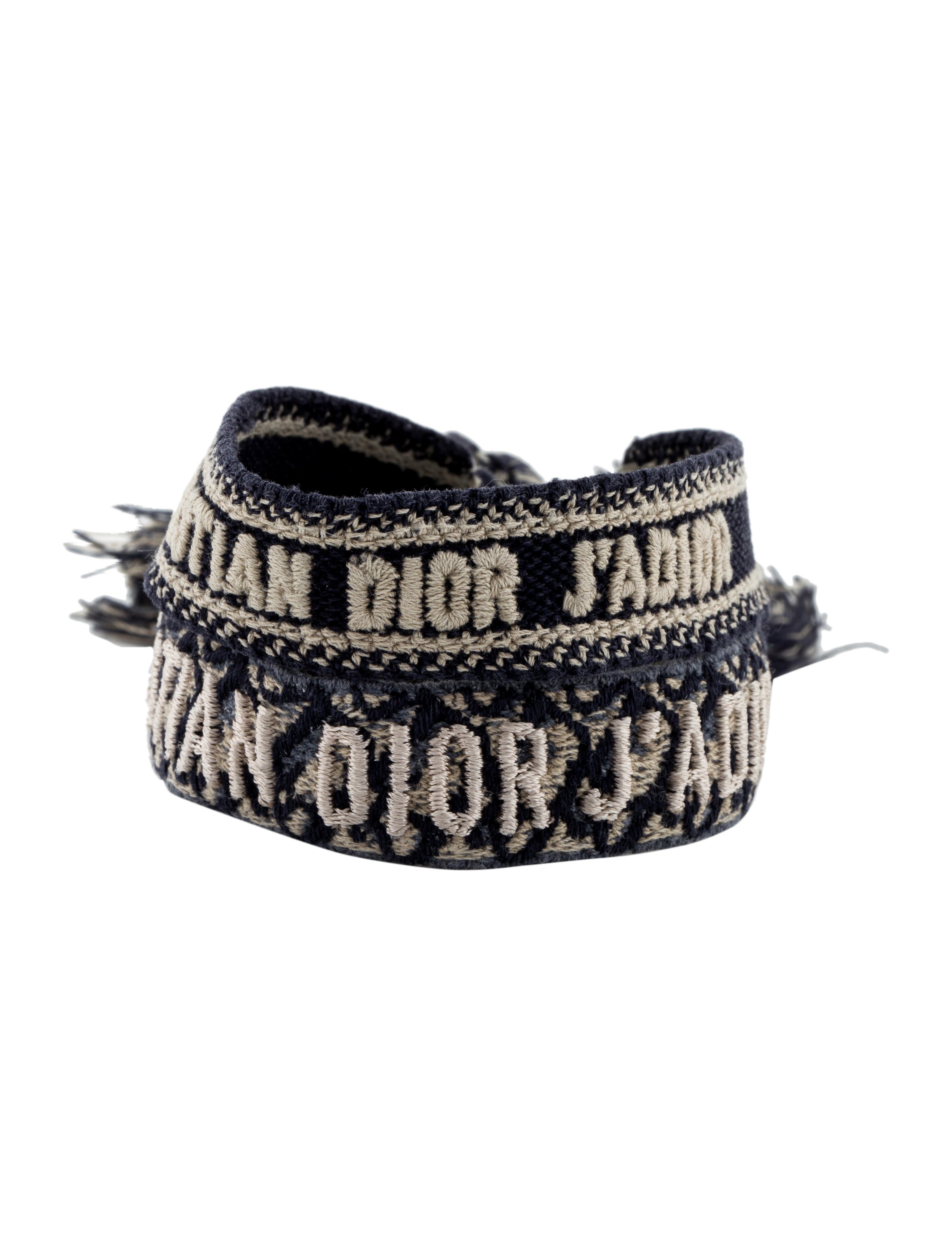 Christian Dior Embellished Woven Friendship Bracelets Set Blue