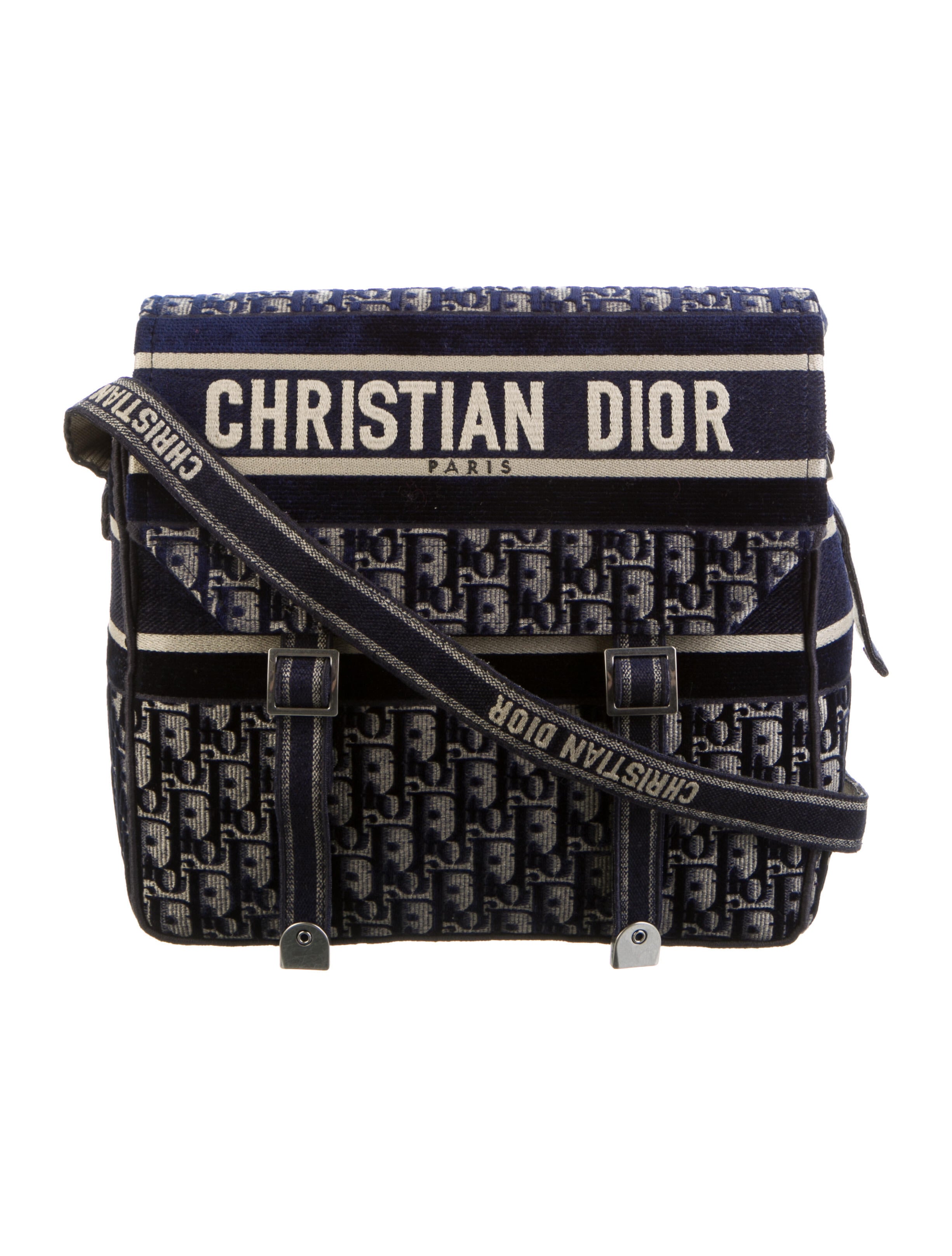 Christian Dior 2020 Velvet Oblique Diorcamp Messenger Bag Blue Shoulder Bags, Handbags