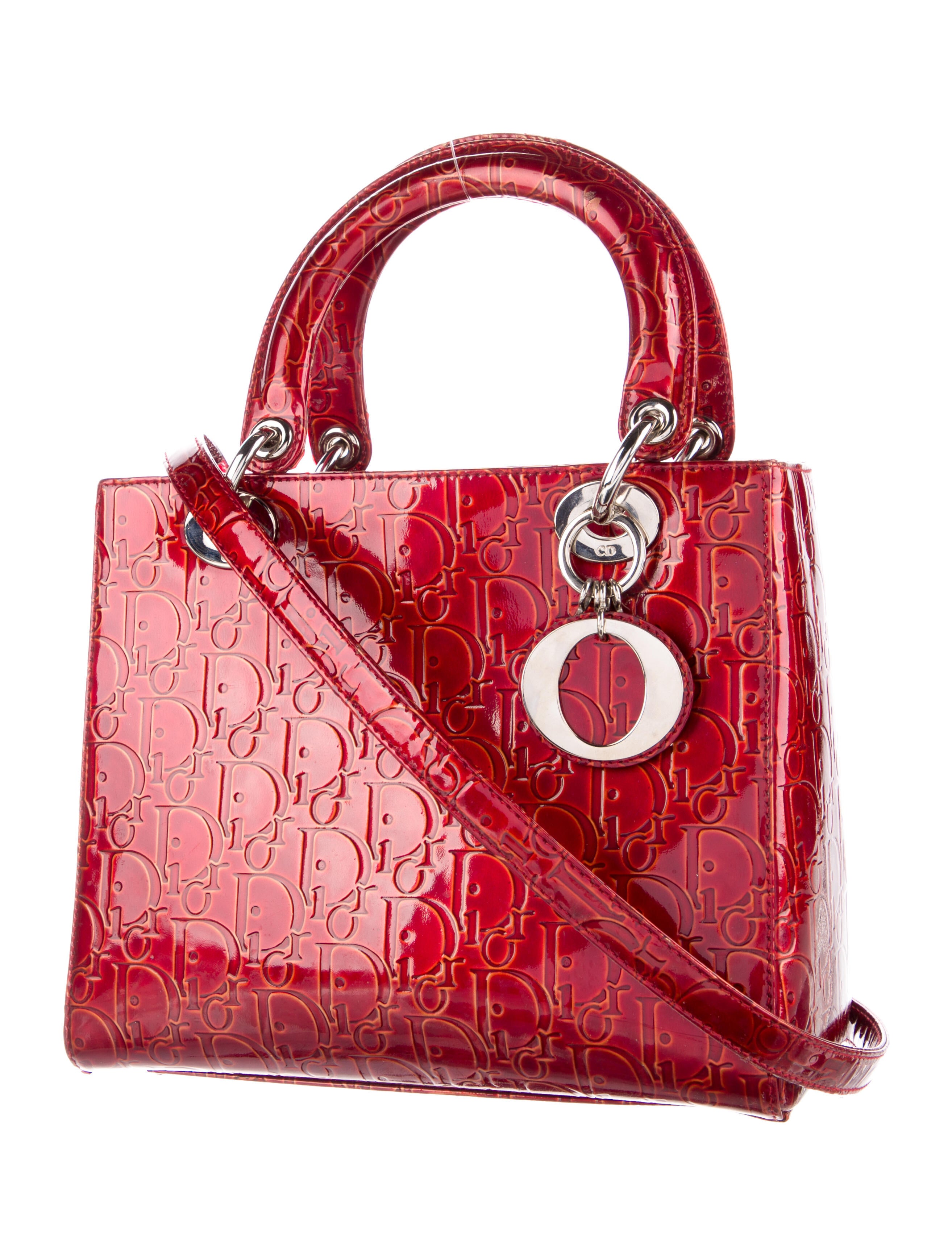 Christian Dior Vintage Diorissimo Lady Dior Bag Red Handle Bags