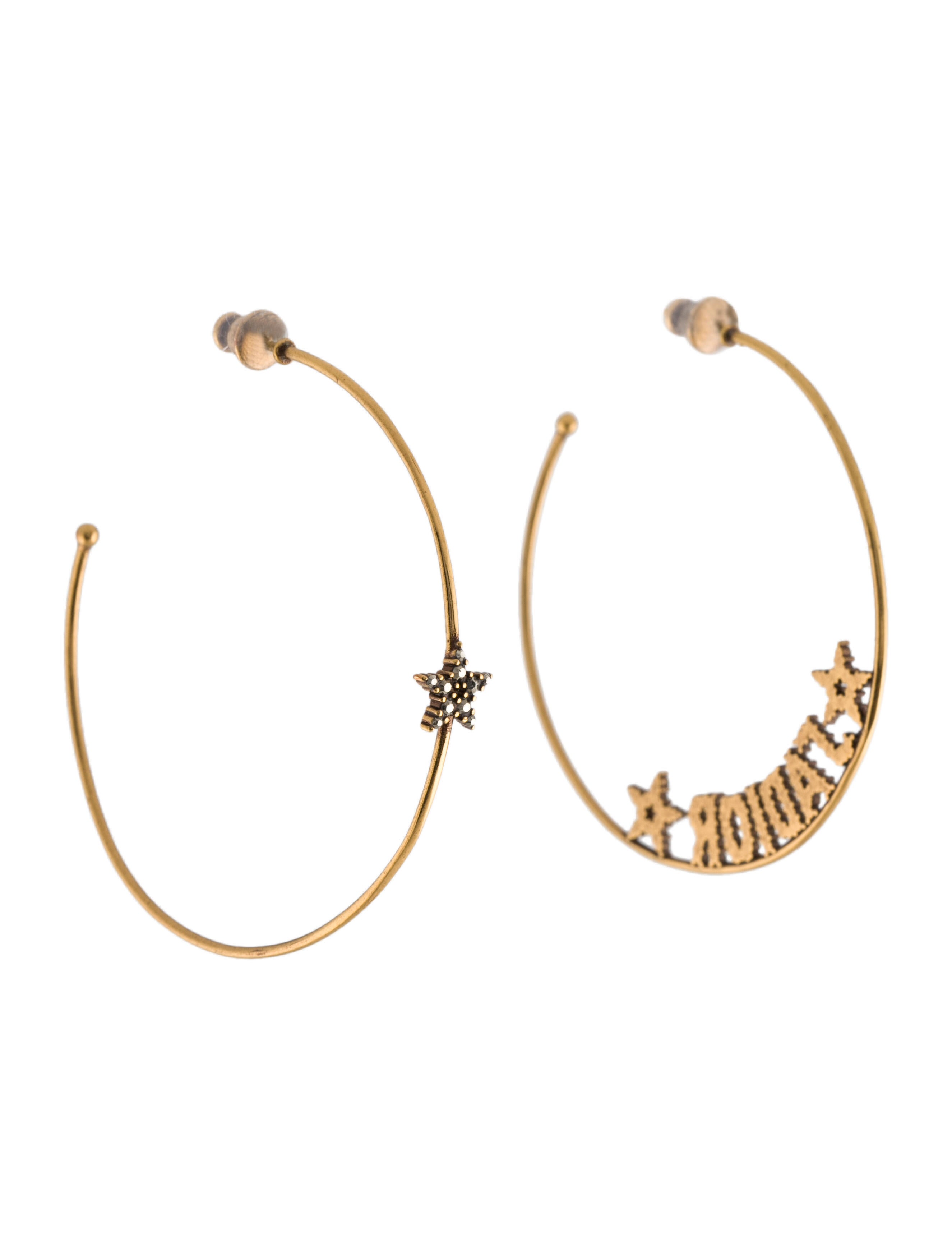 Christian Dior Crystal J'Adior Hoop Earrings GoldTone Metal Hoop