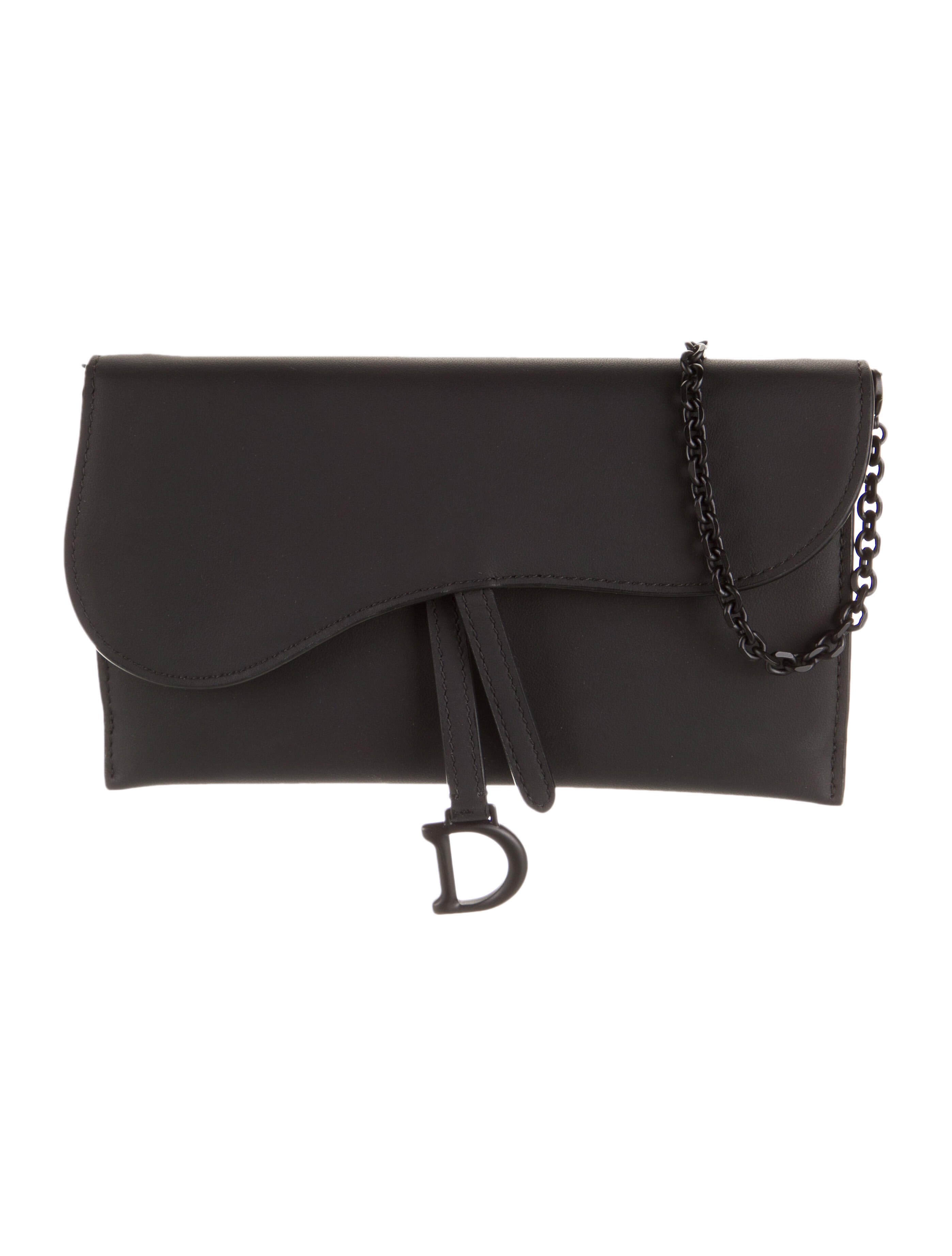 Christian Dior 2021 Ultramatte Saddle Wallet on Chain Black Crossbody