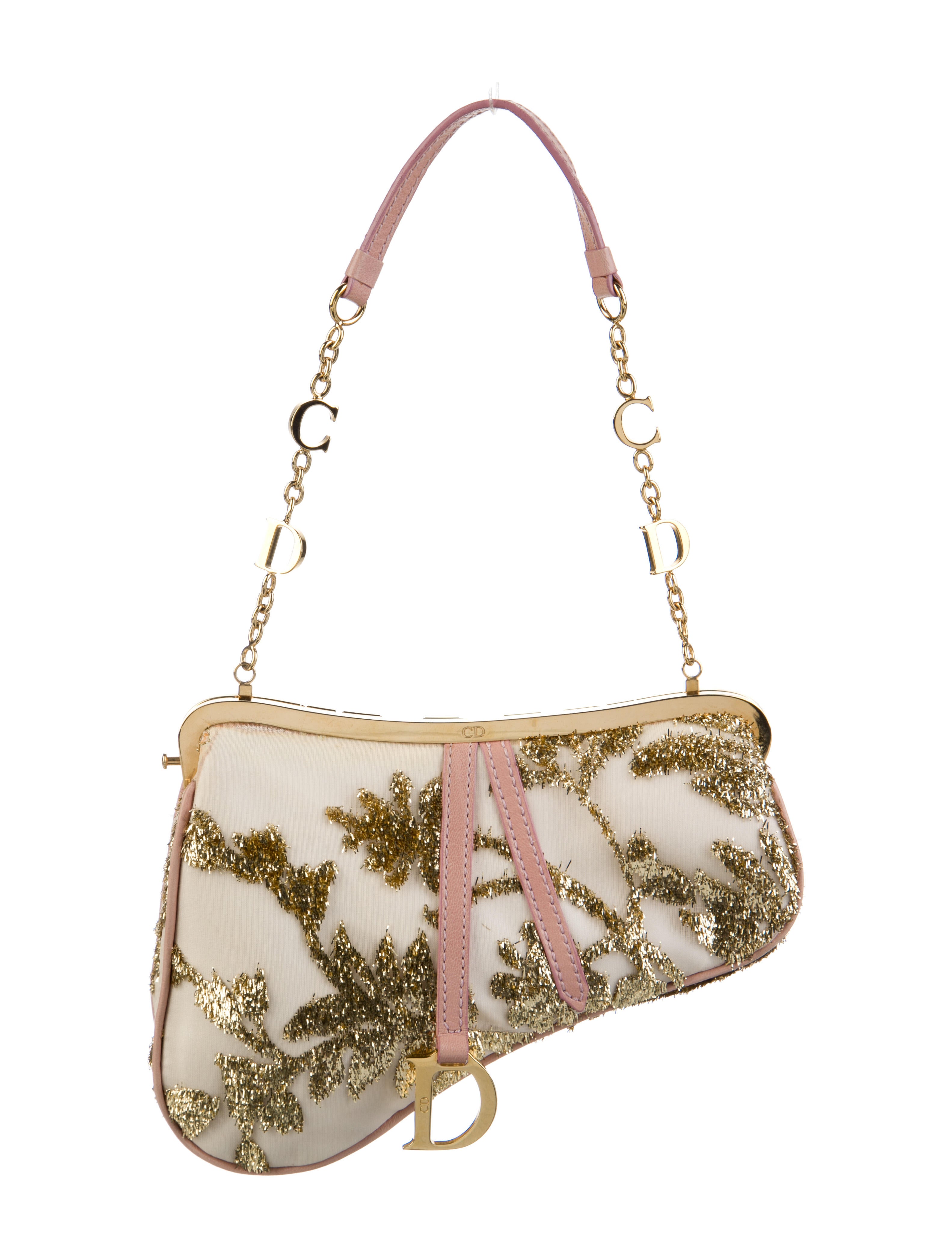 Christian Dior Vintage Mini Embroidered Saddle Frame Bag