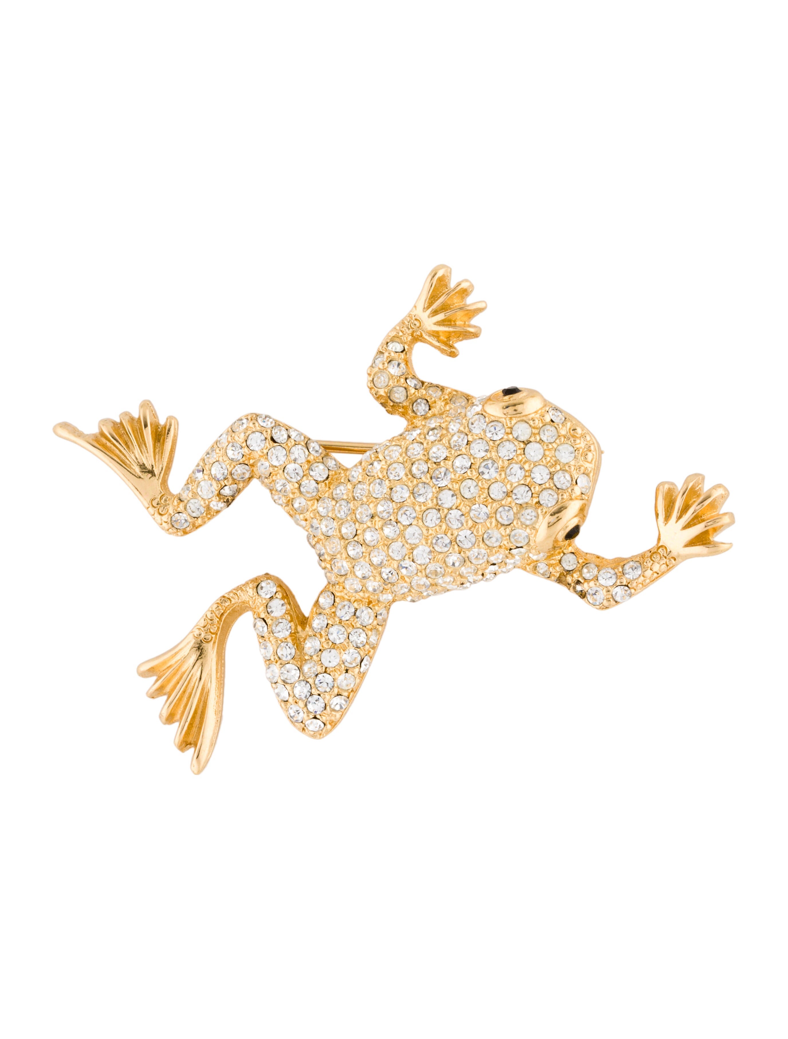 Christian Dior Vintage CrystalEncrusted Frog Brooch Black, Gold