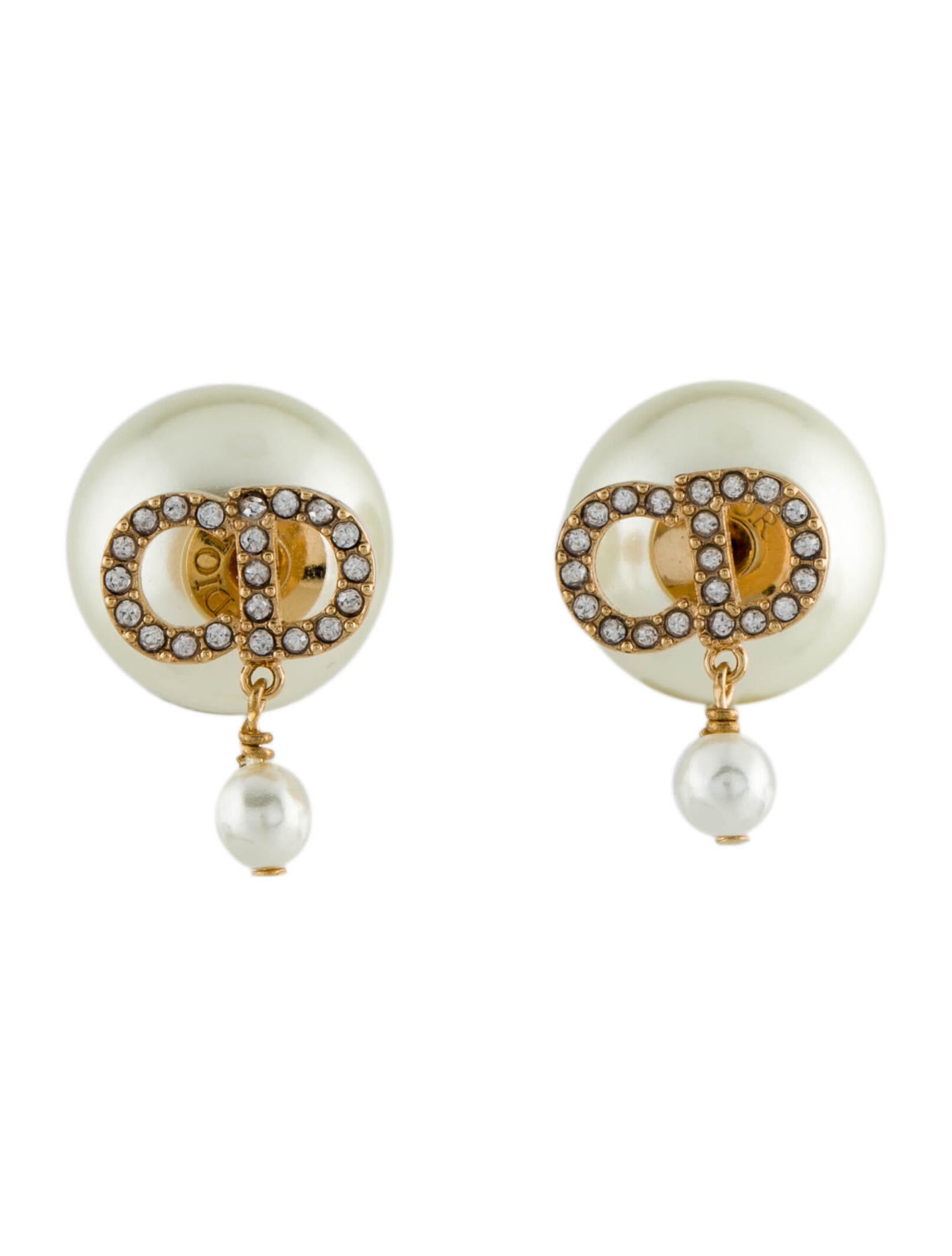 Christian Dior Resin Cannage Stud Earrings SilverTone Metal Stud