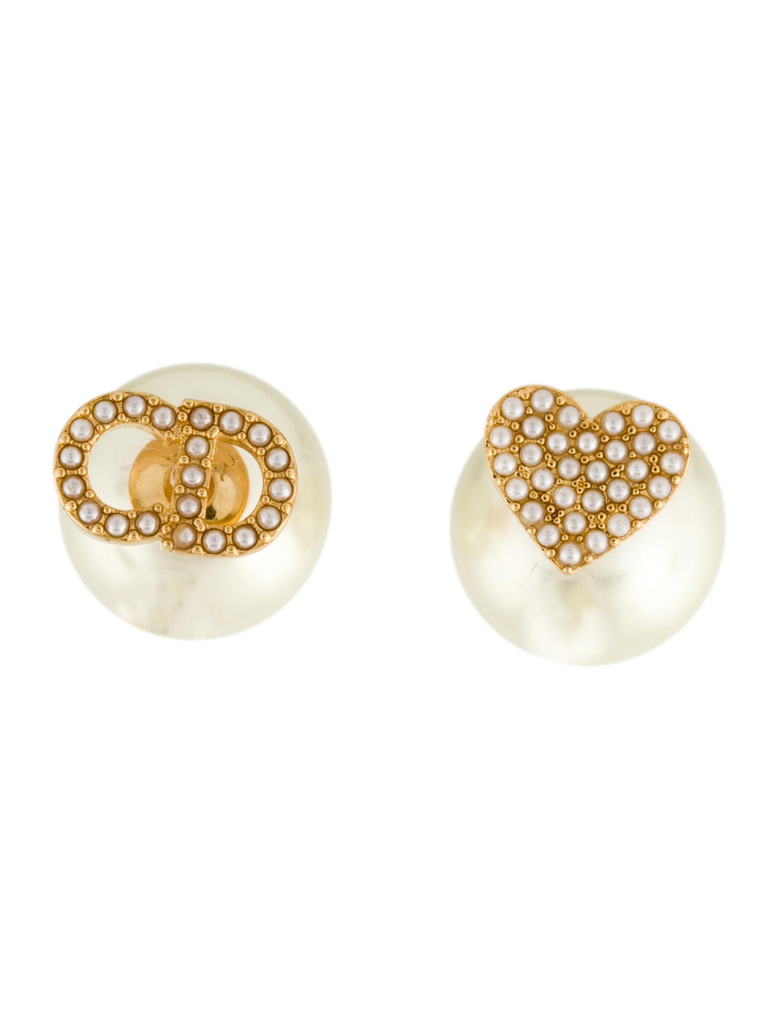 Christian Dior Resin Cannage Stud Earrings SilverTone Metal Stud