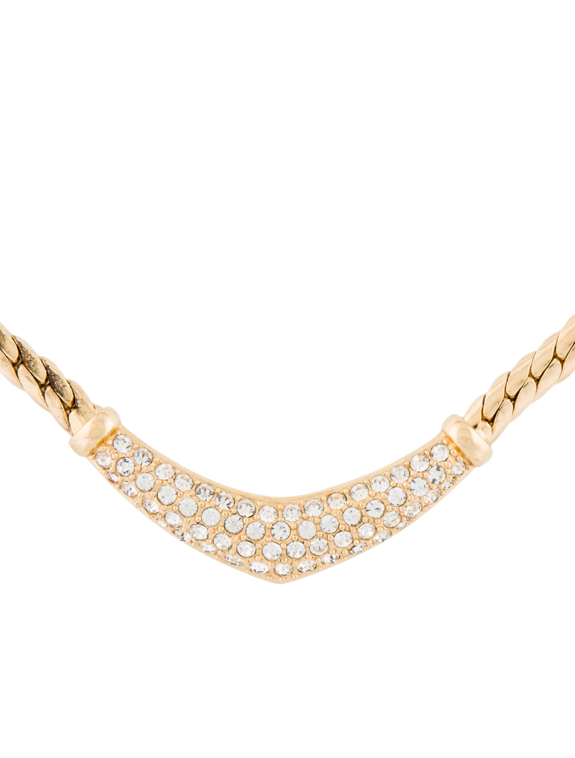 Christian Dior Vintage Faux Pearl & Crystal Collar Necklace GoldTone