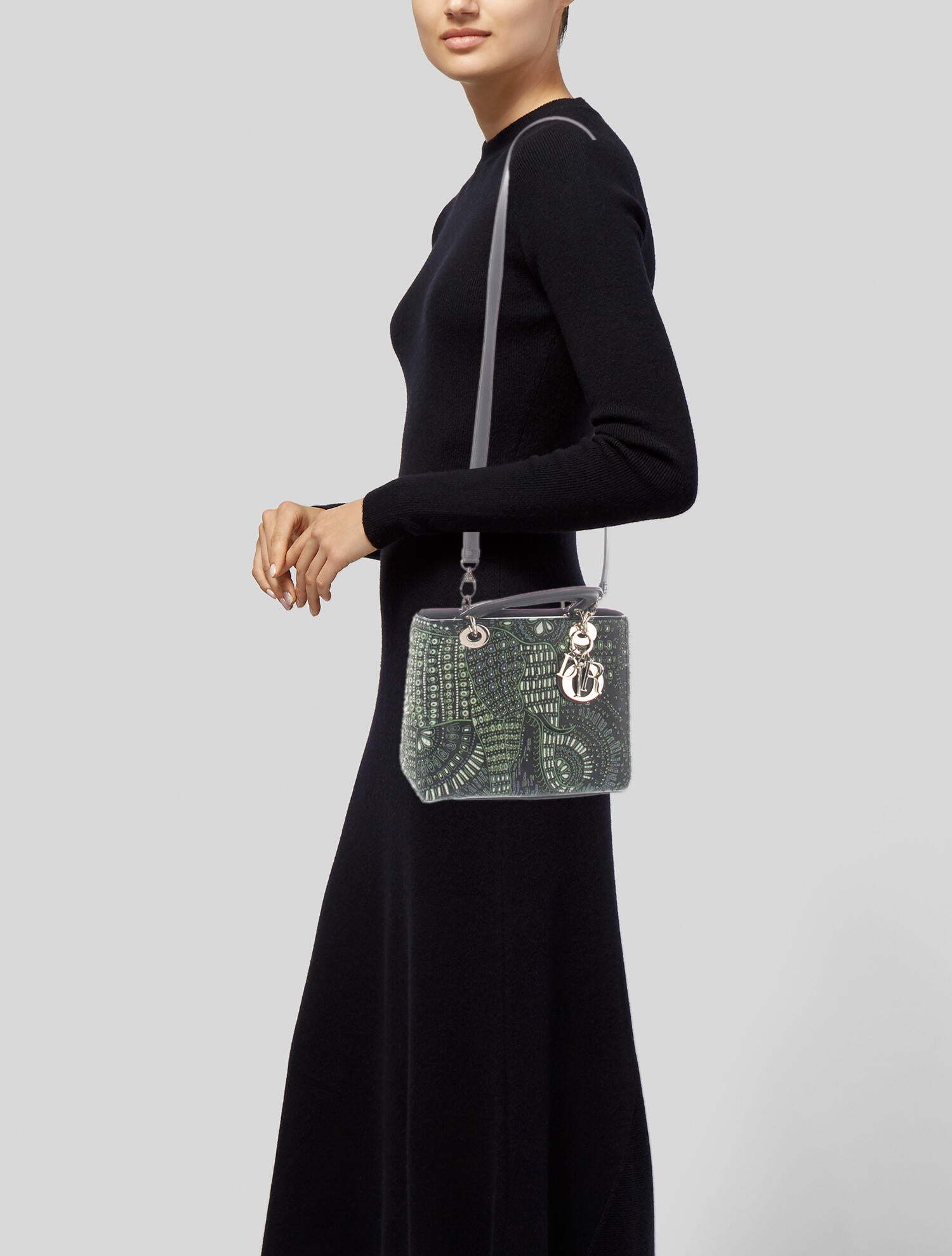 Christian Dior Elephant Embellished Medium Lady Dior Black Handle