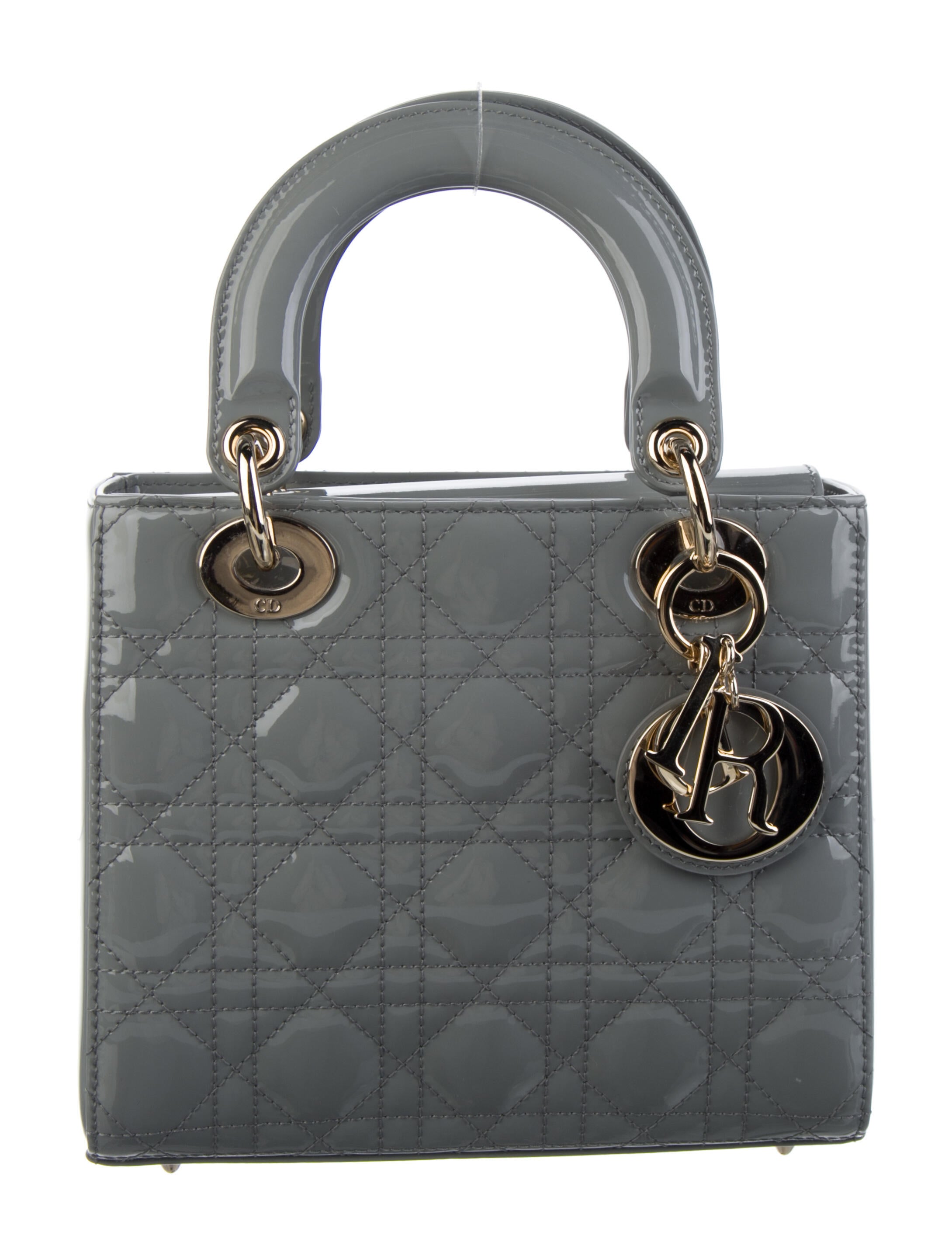 Christian Dior Small Cannage Lady Dior Bag - Grey Handle Bags
