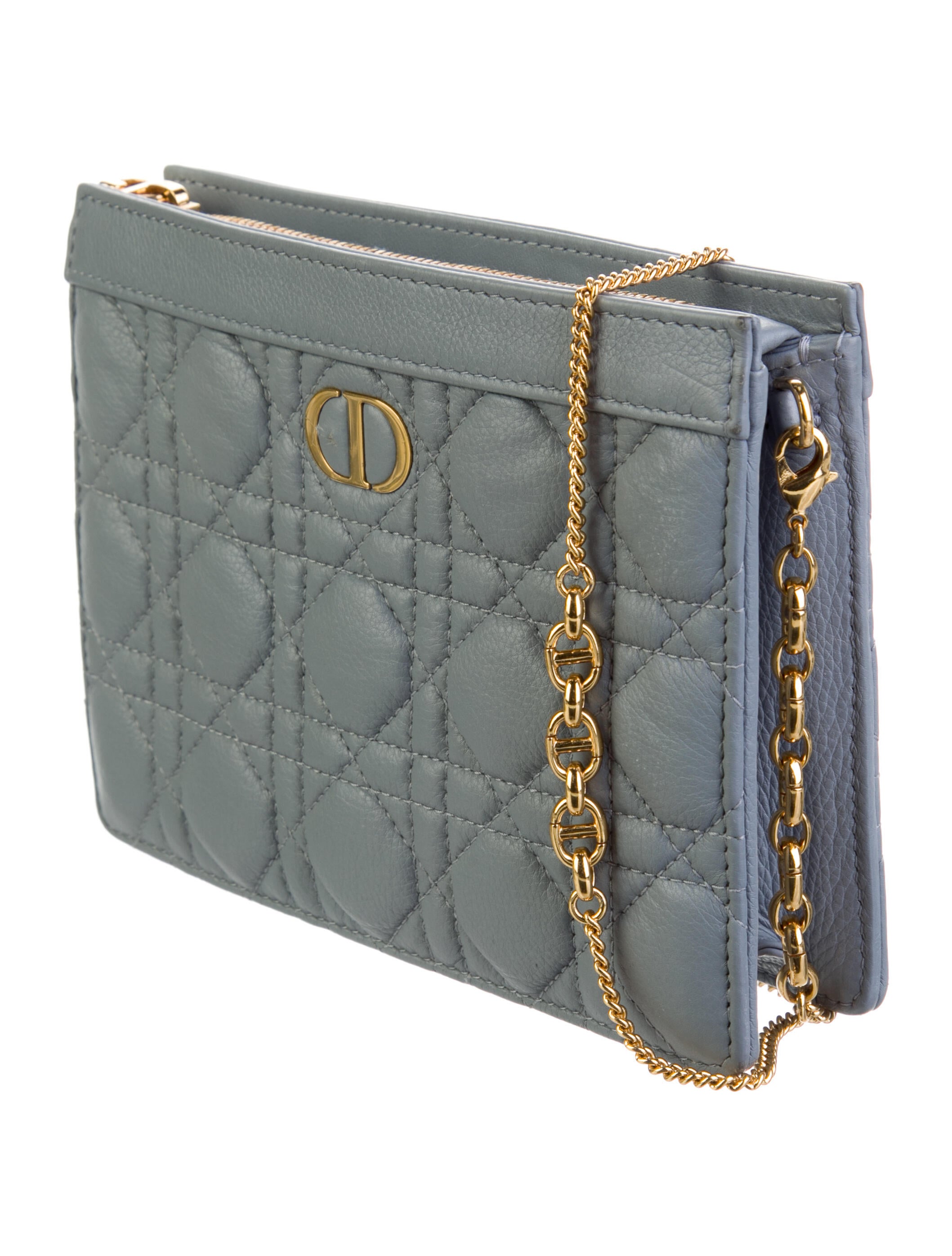 Christian Dior 2022 Caro Zipped Pouch Blue Crossbody Bags, Handbags