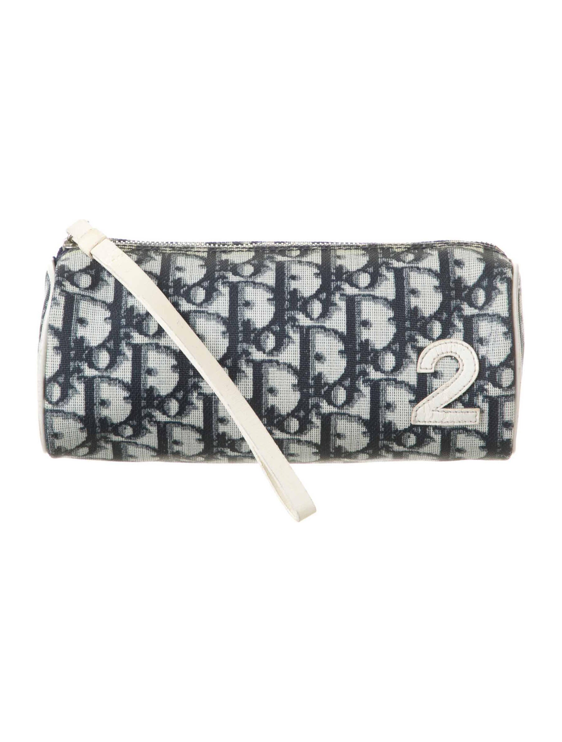 Christian Dior Coated Canvas Pouch Blue Cosmetic Bags, Accessories