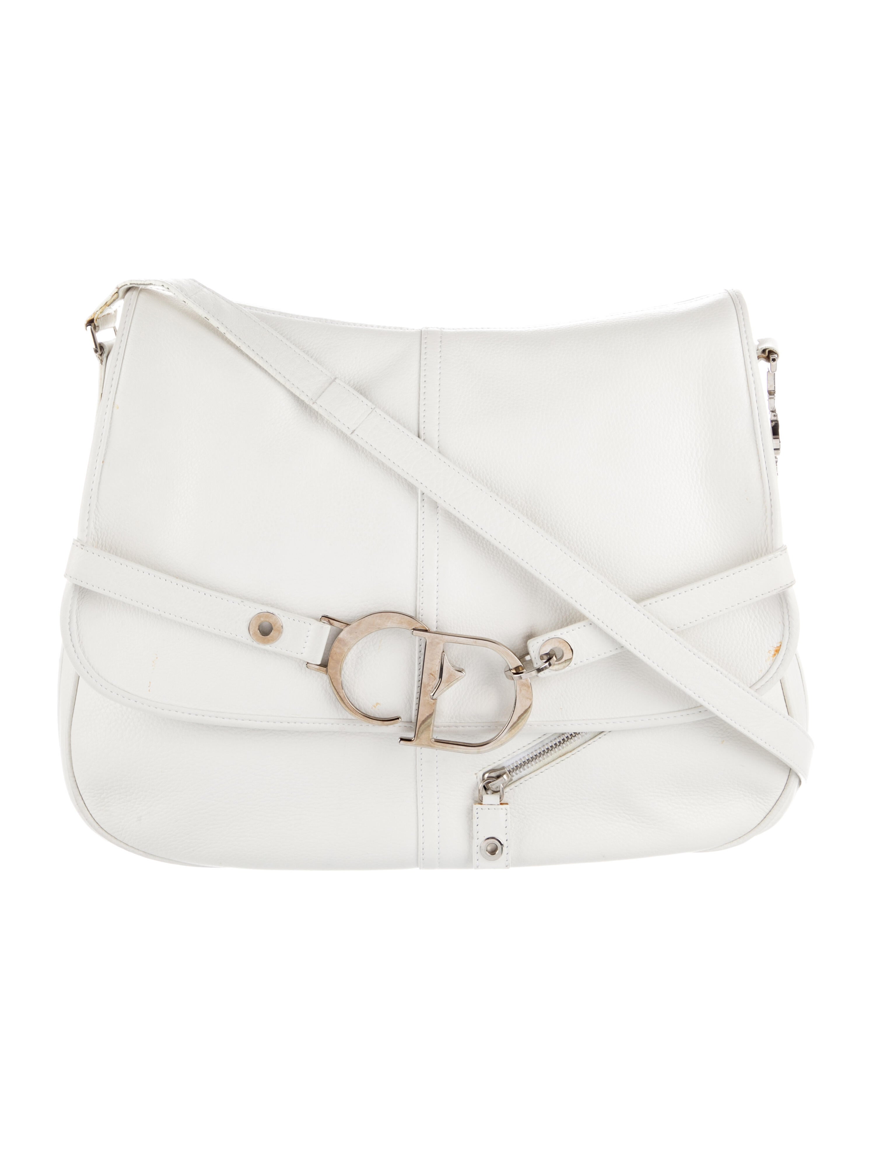 Christian Dior Vintage Leather Shoulder Bag White Shoulder Bags