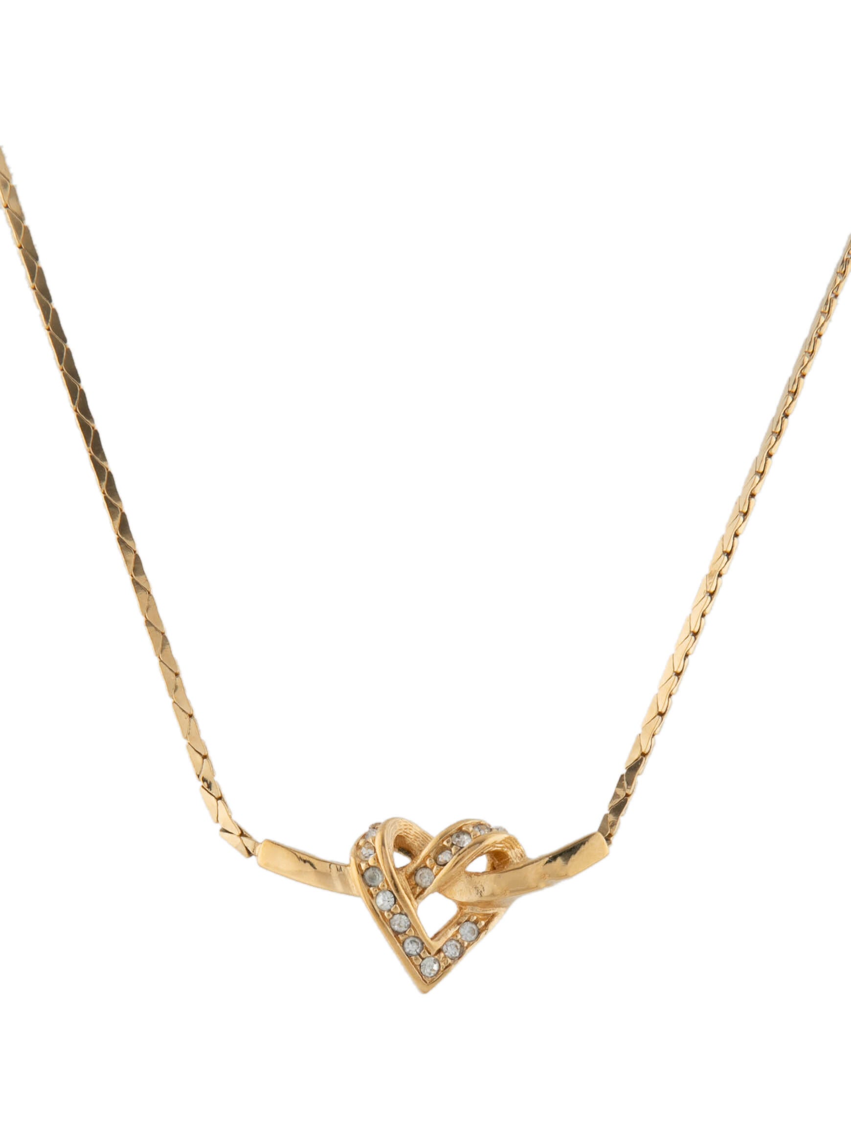 Christian Dior Vintage Crystal Embellished Twisted Heart Pendant