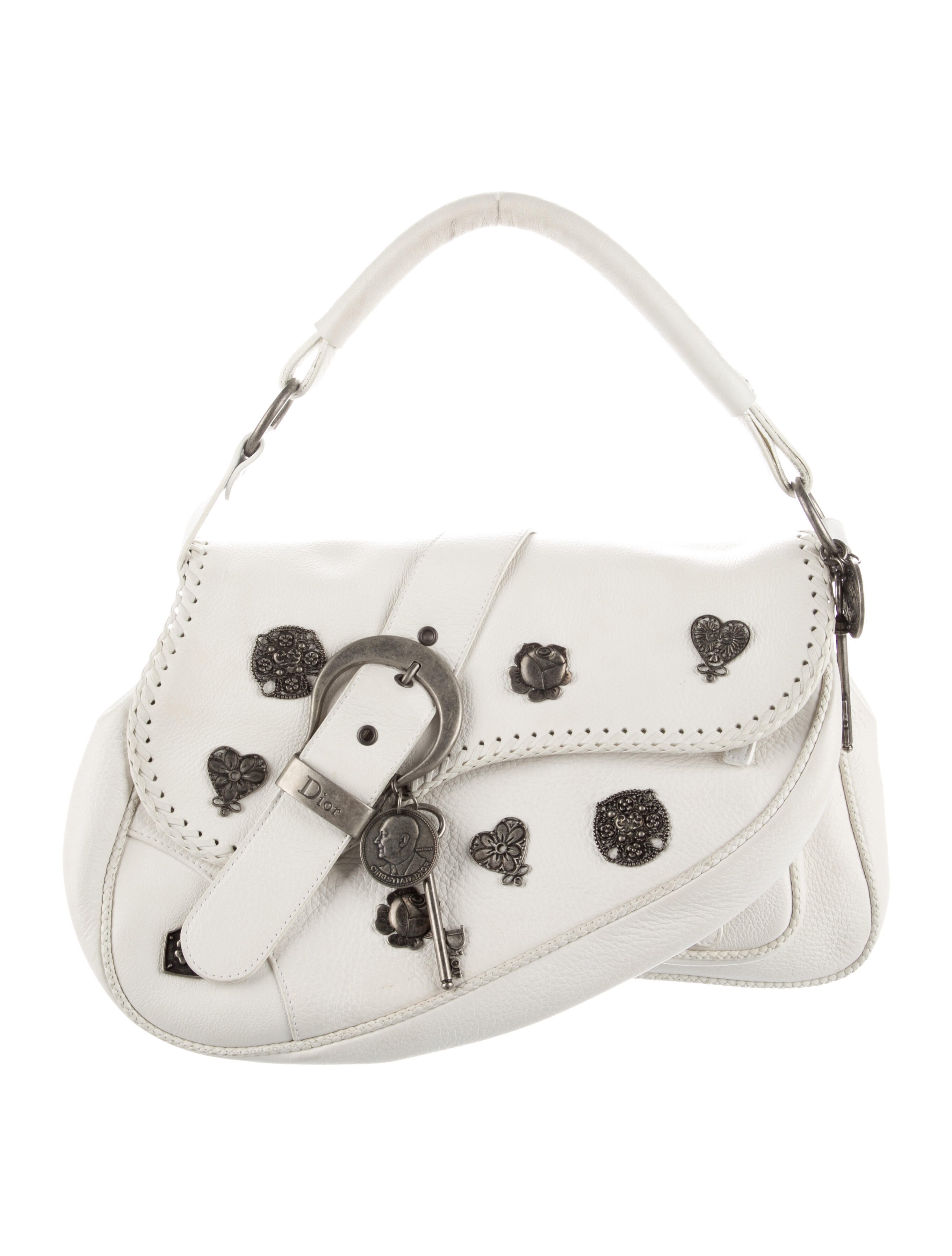 Christian Dior Vintage Gaucho Double Saddle Bag White Shoulder Bags