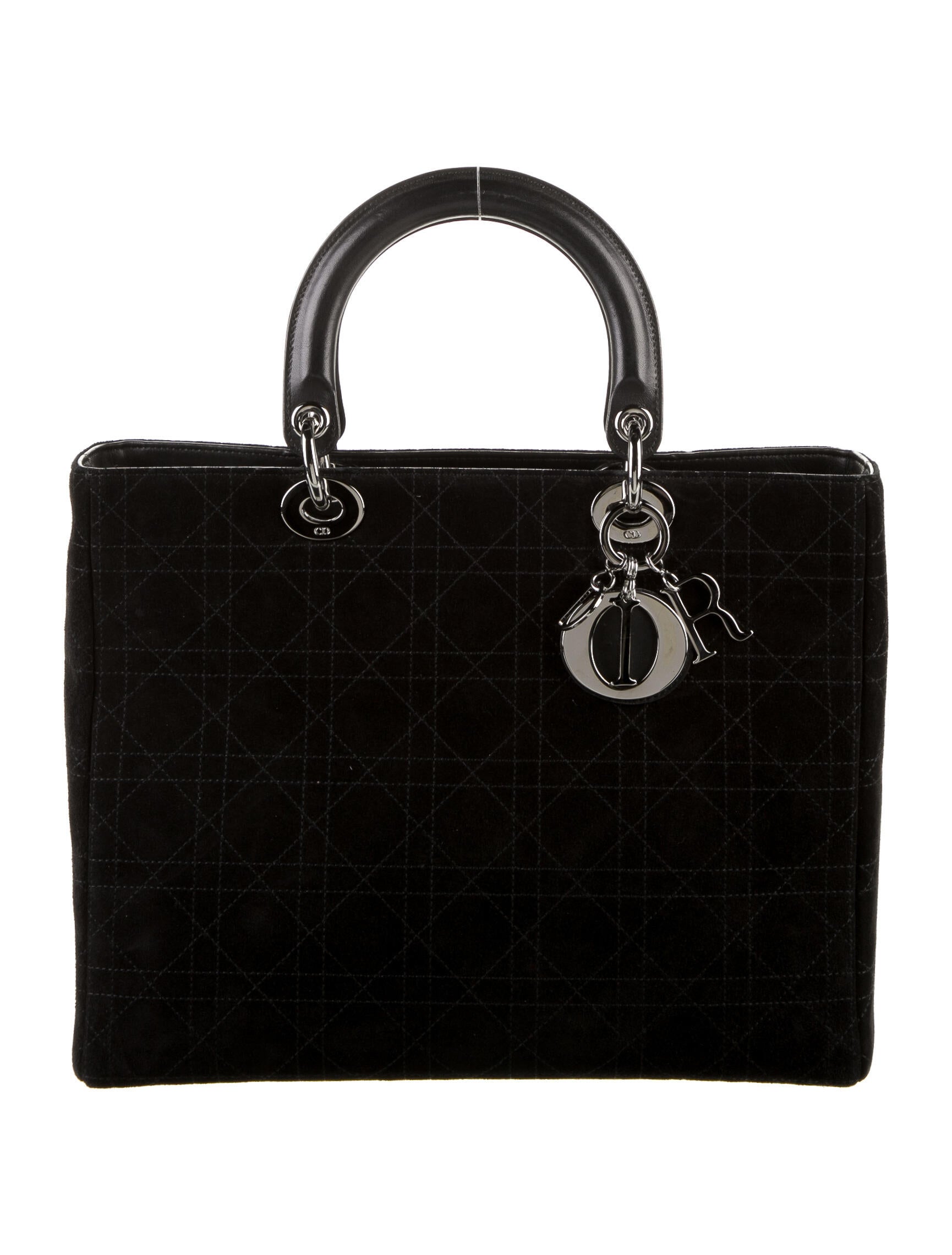 Christian Dior Large Lady Dior Satchel Black Handle Bags, Handbags