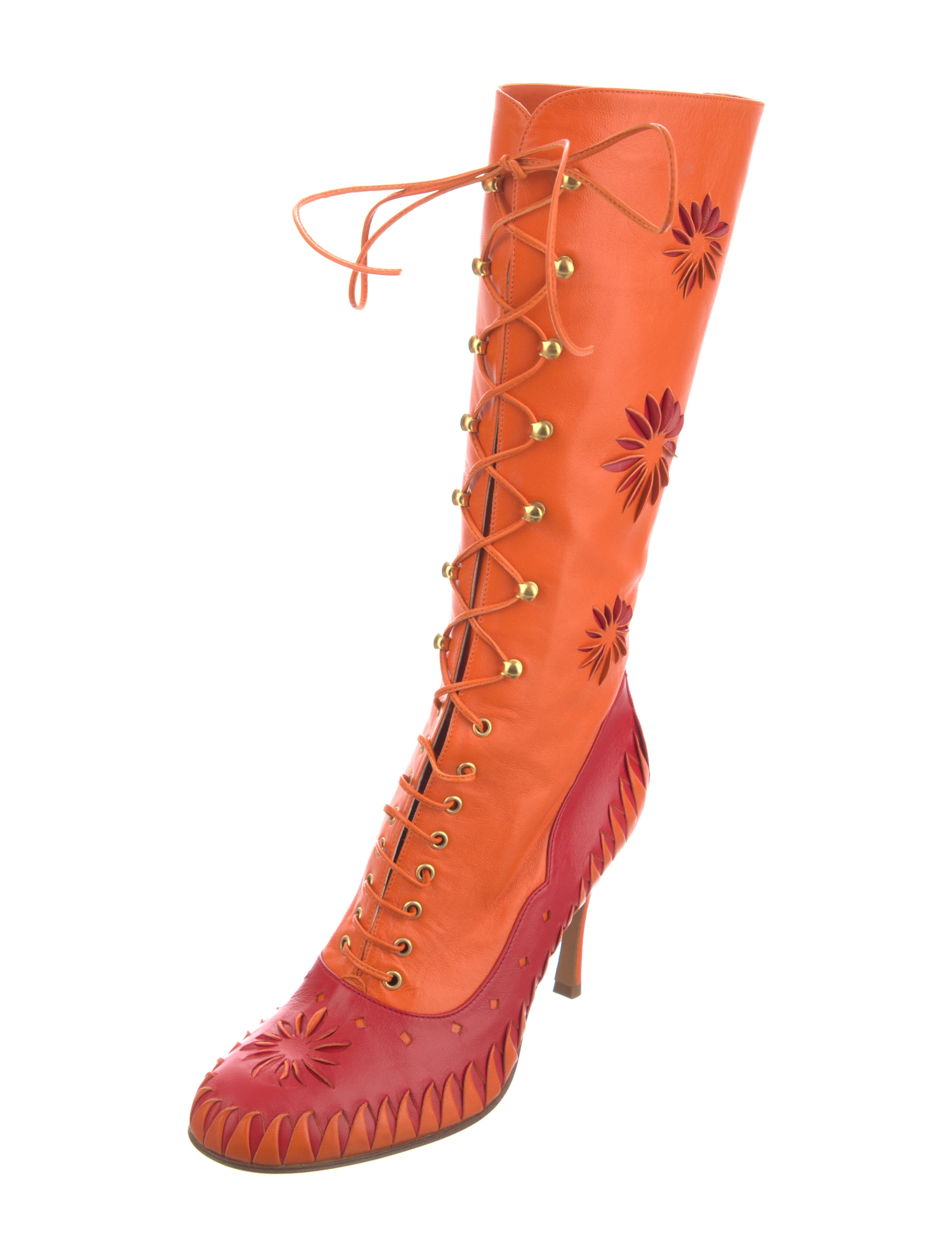 Christian Dior Vintage 2000 Lace-Up Boots - Orange Boots, Shoes