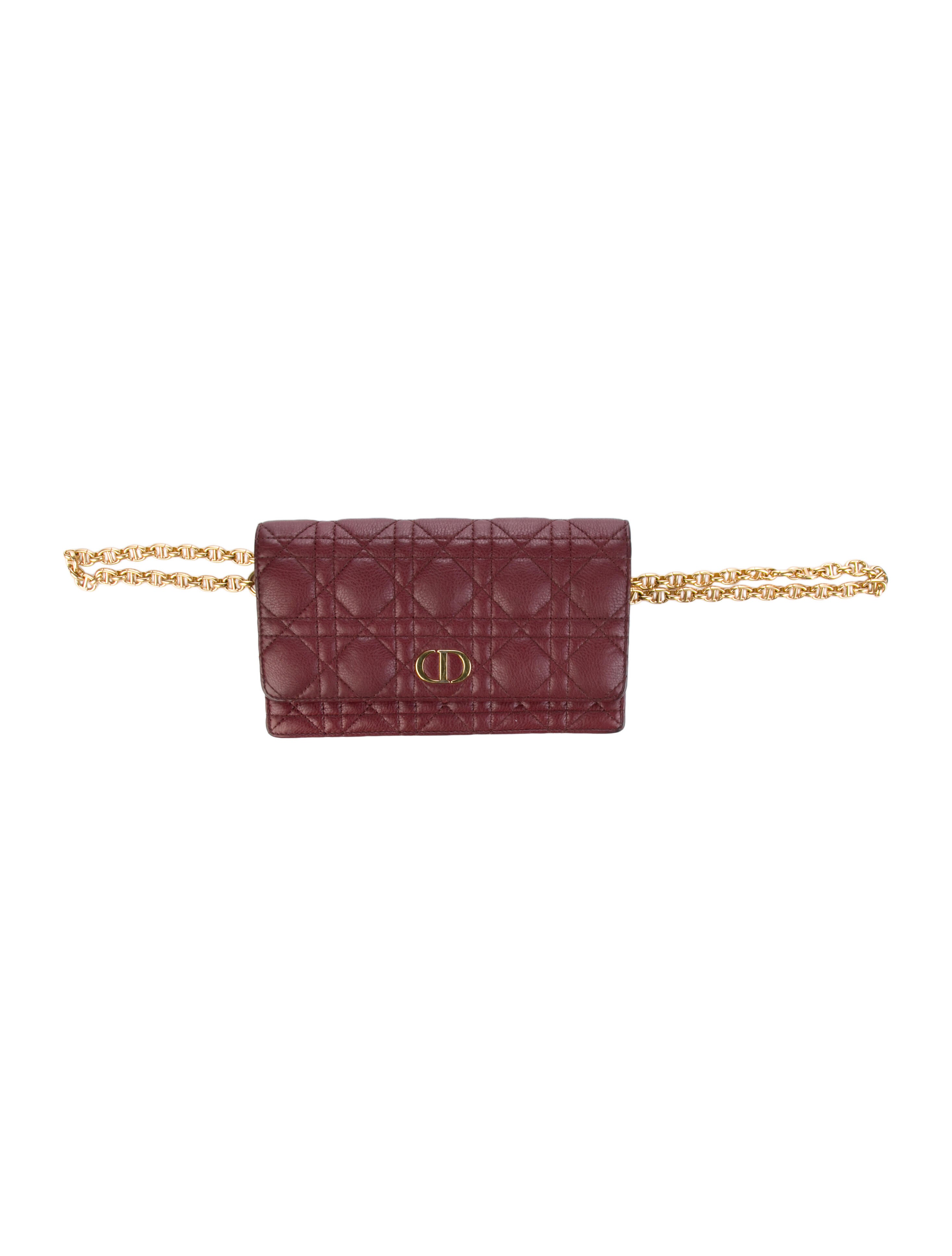Christian Dior 2021 Small Caro Cannage Belt Bag Burgundy Waist Bags