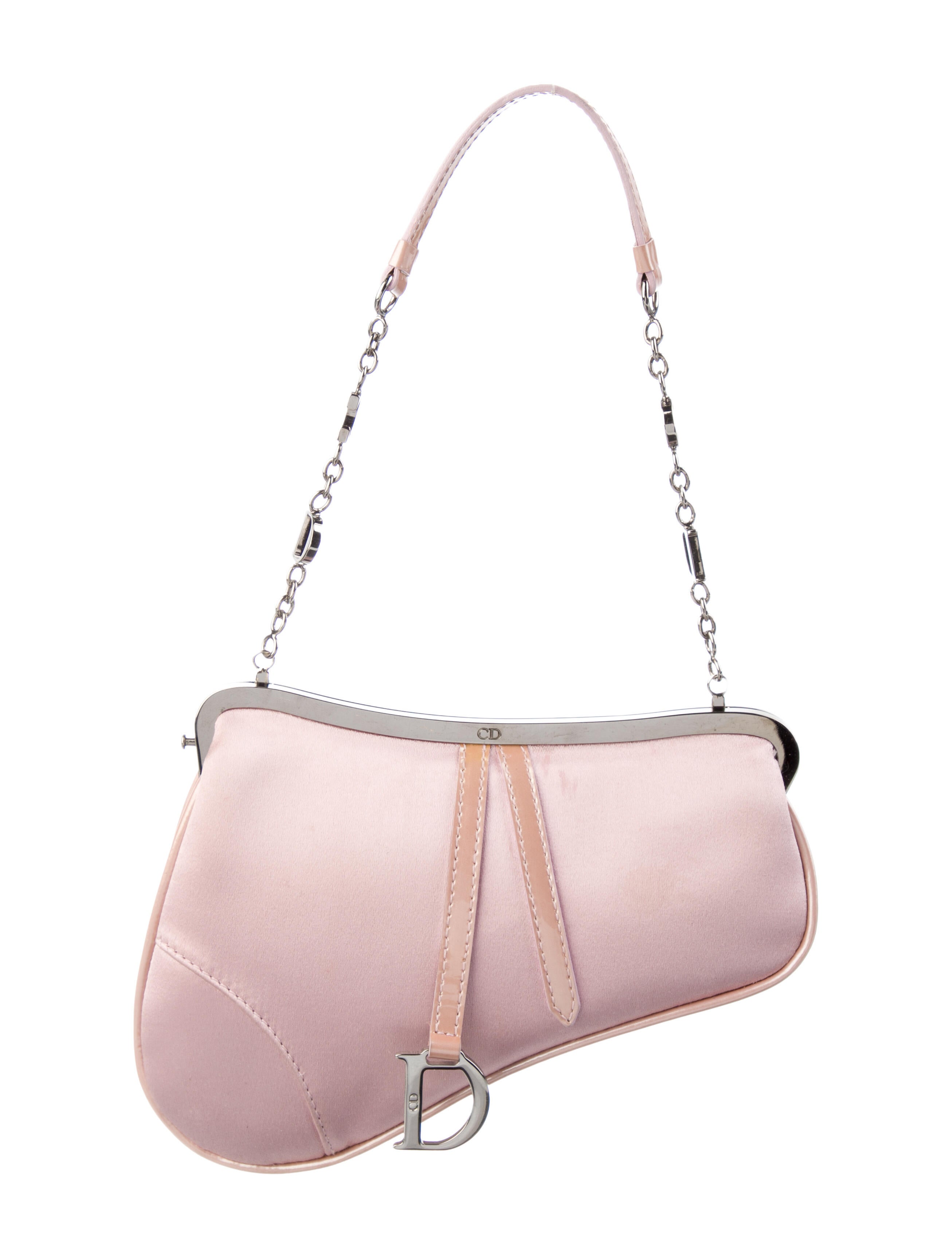 Christian Dior Mini Satin Saddle Bag Pink Shoulder Bags, Handbags CHR284710 The RealReal
