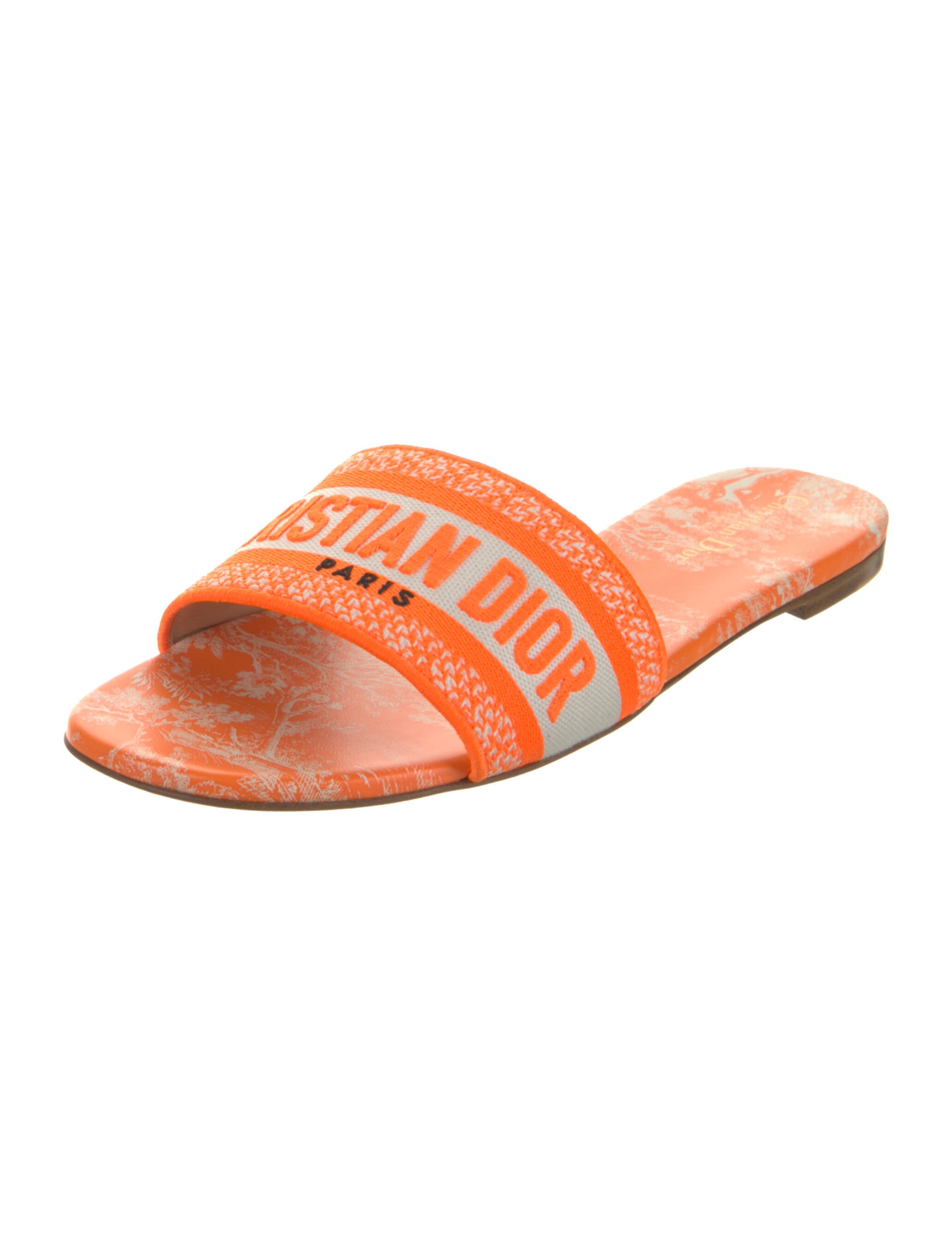 Christian Dior Canvas Printed Slides - Orange Sandals, Shoes - CHR285218 |  The RealReal