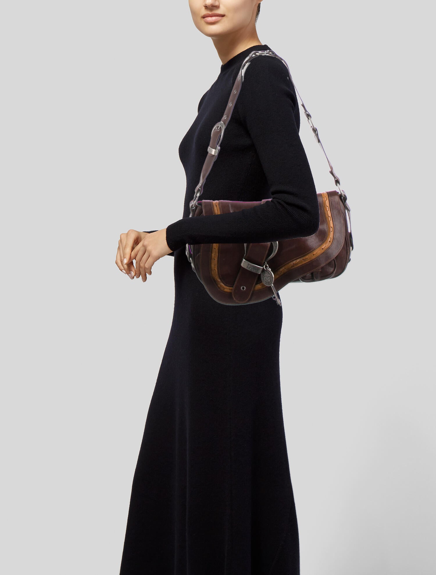 Christian Dior Vintage Gaucho Double Saddle Bag Brown Shoulder Bags