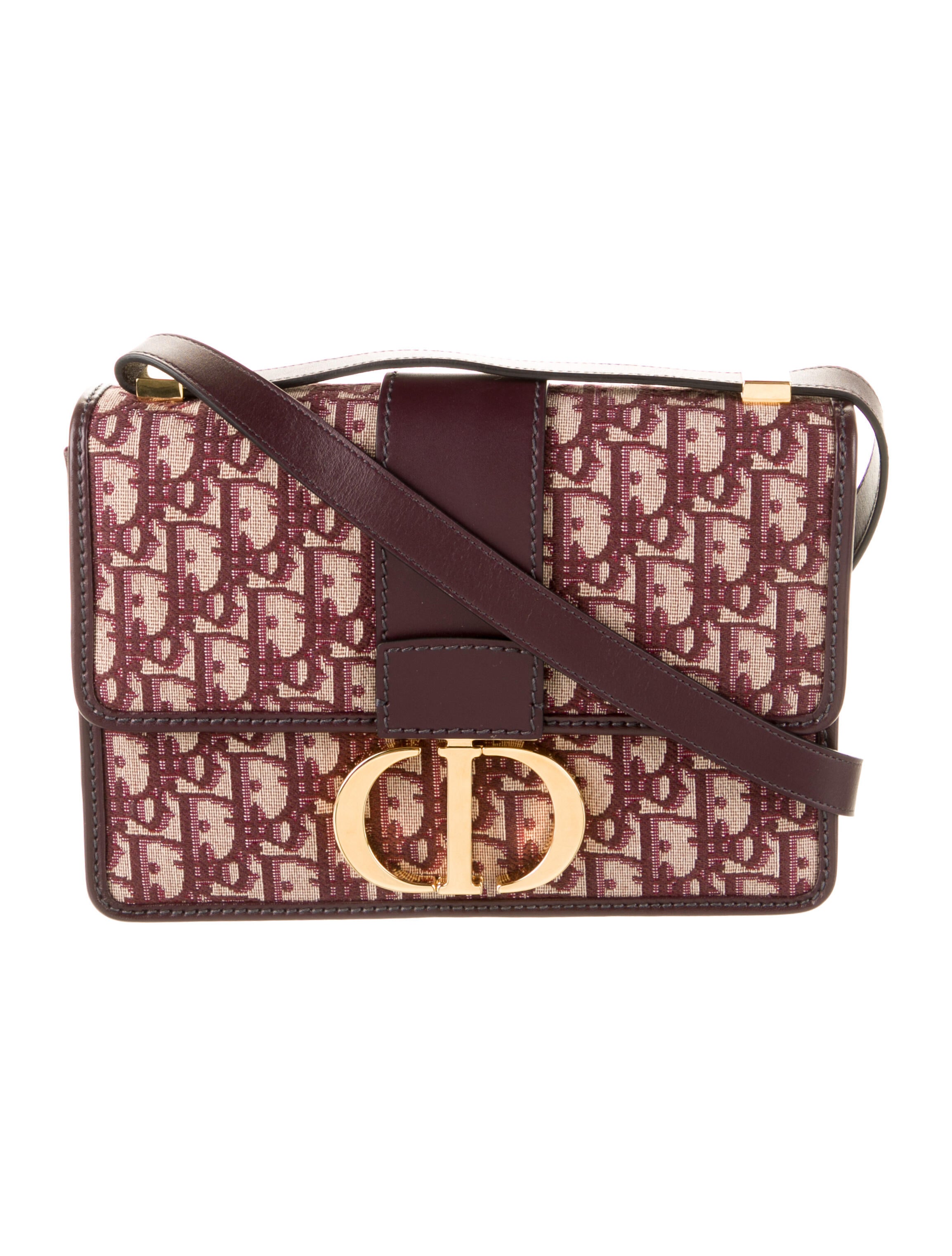 Christian Dior Oblique 30 Montaigne Flap Bag Purple Crossbody Bags