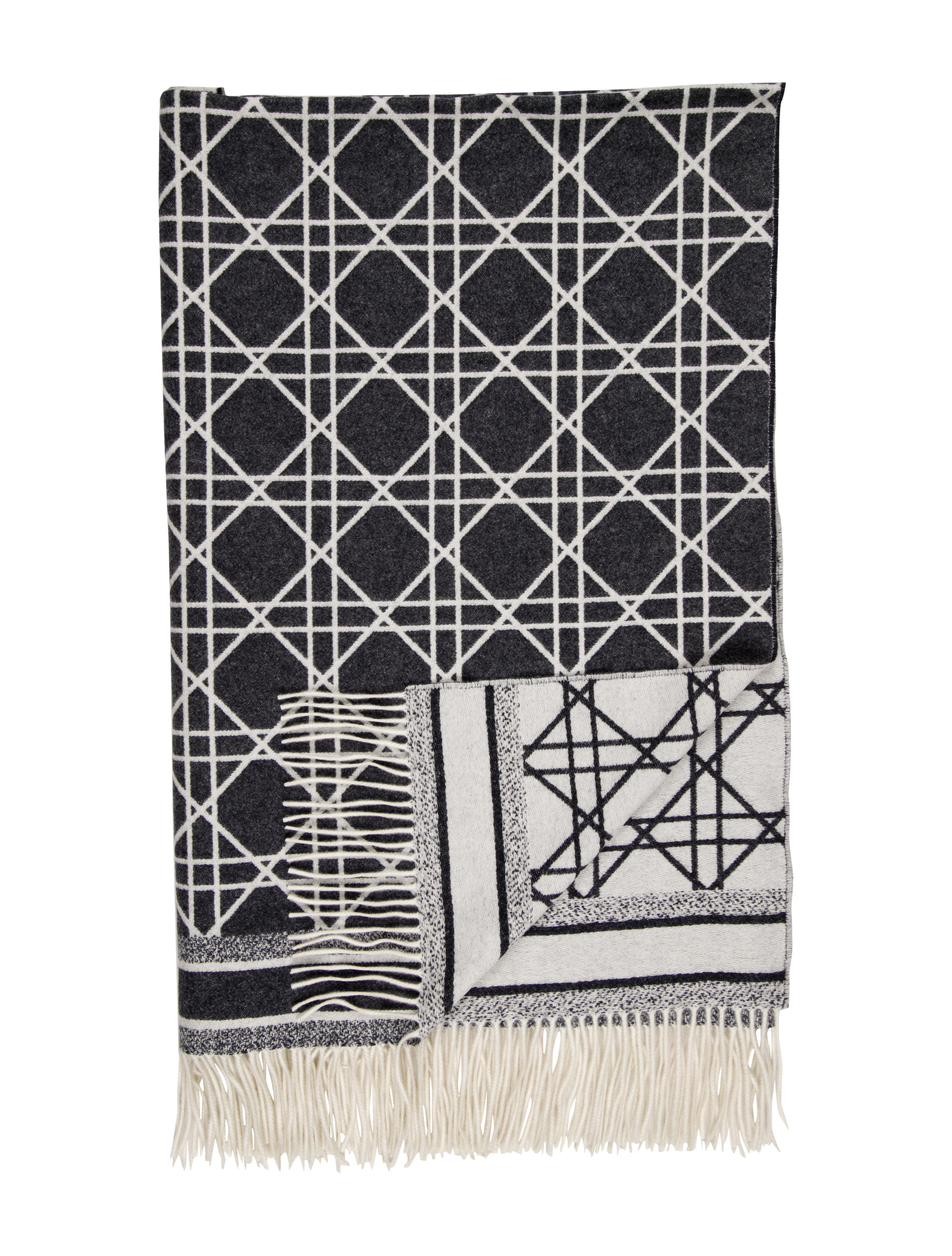 Christian Dior Macrocannage Throw Blanket Grey Throws, Pillows