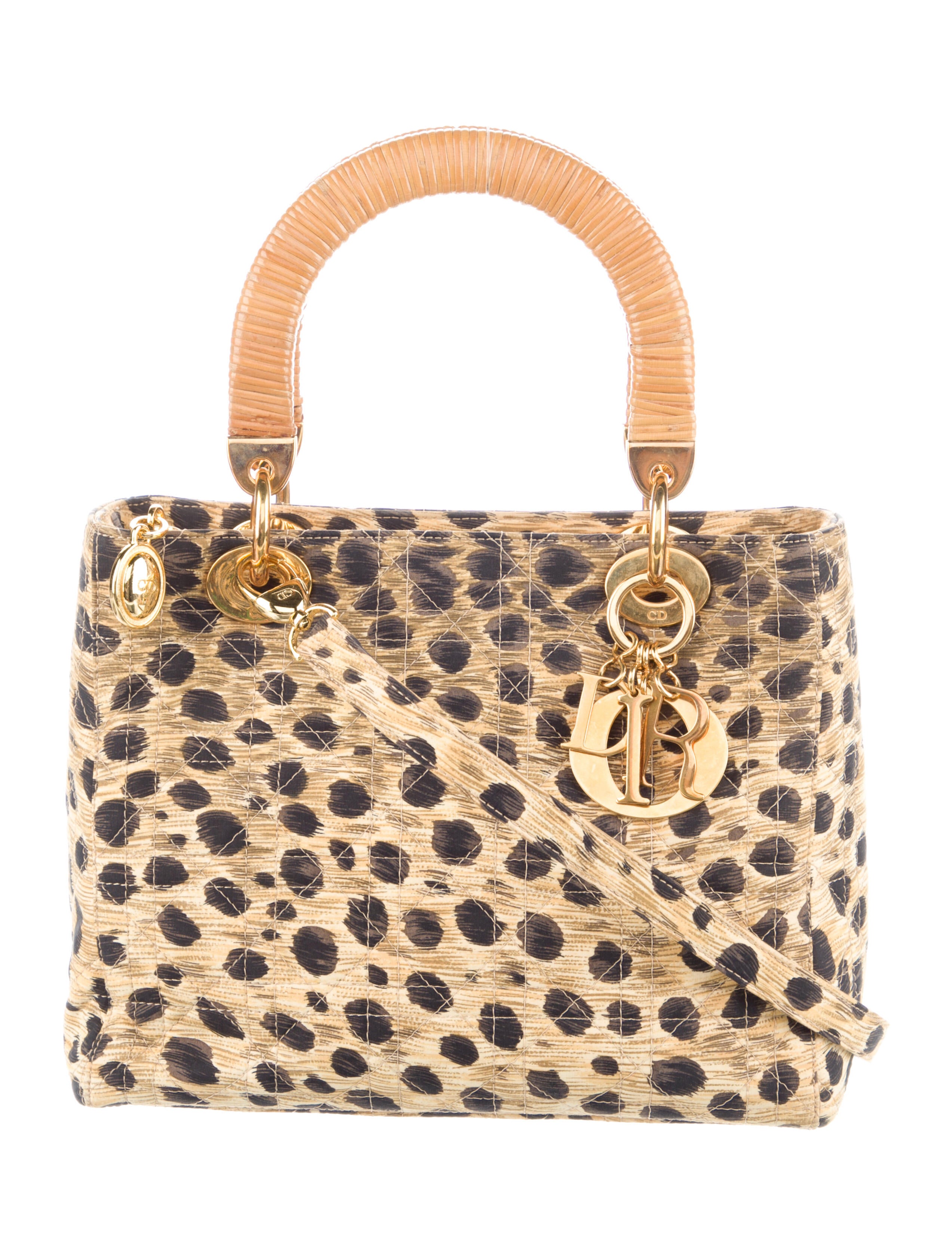 Christian Dior Medium Leopard Print Ponyhair Lady Dior Bag Neutrals